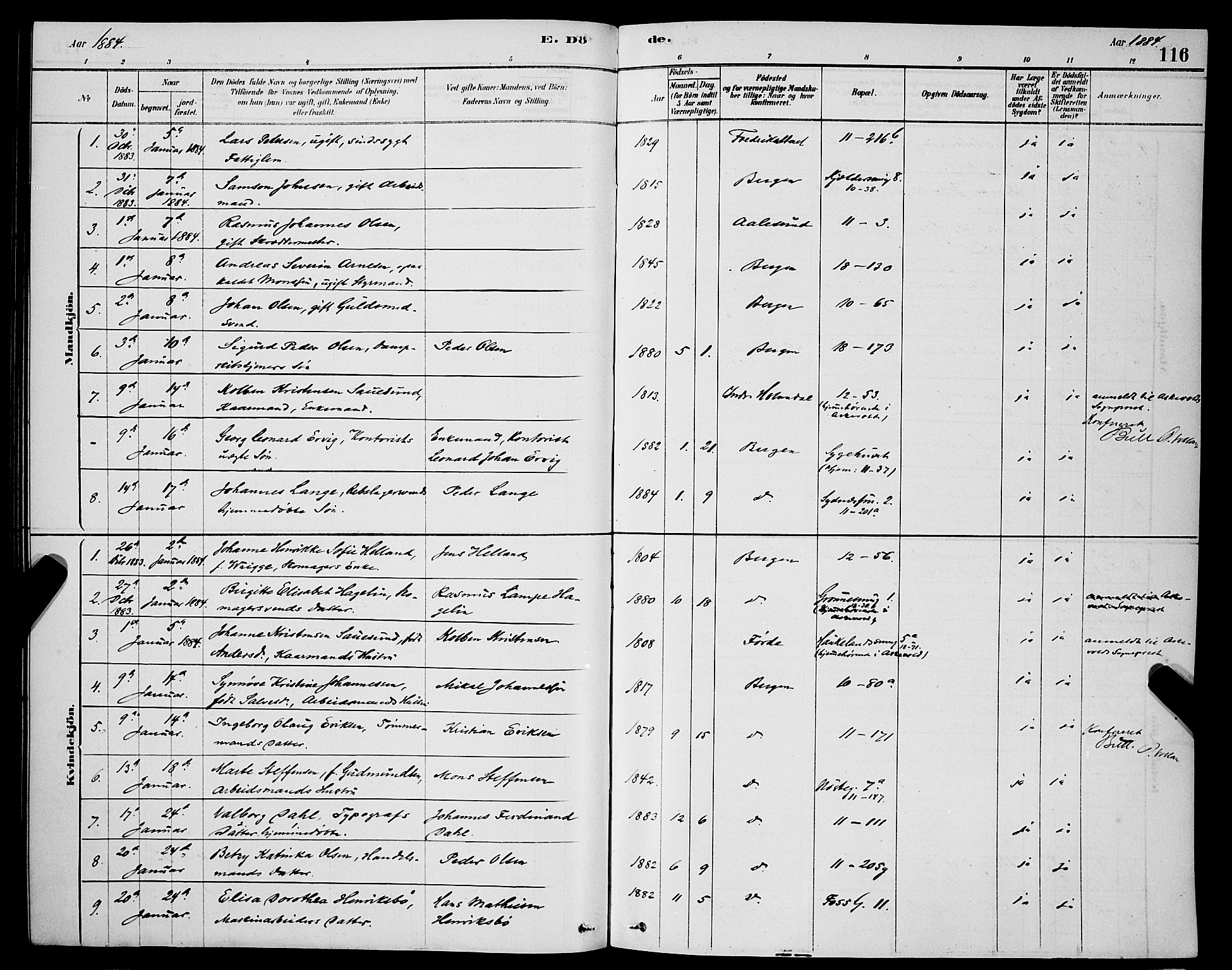 Domkirken sokneprestembete, SAB/A-74801/H/Hab/L0041: Parish register (copy) no. E 5, 1878-1900, p. 116