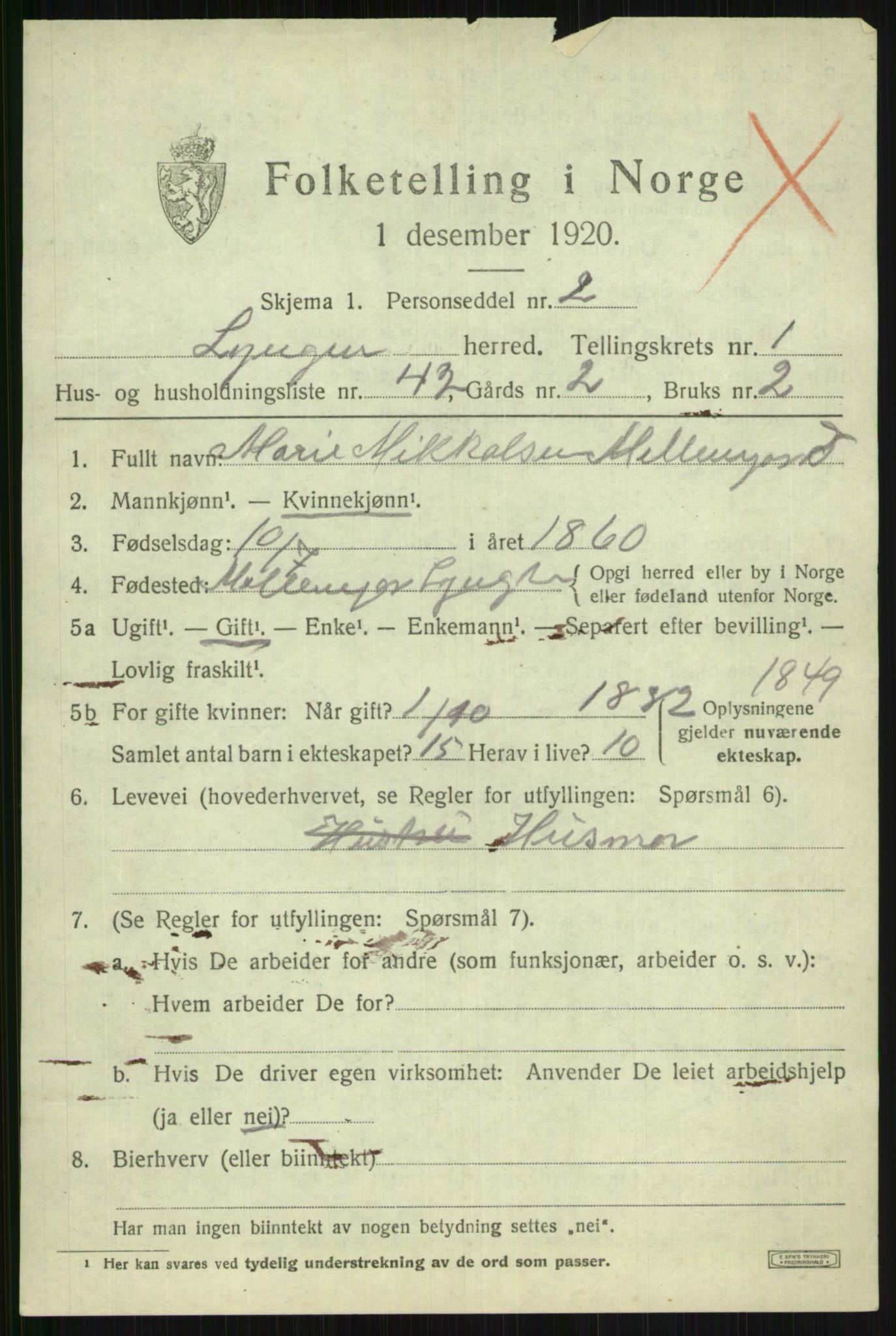 SATØ, 1920 census for Lyngen, 1920, p. 2432