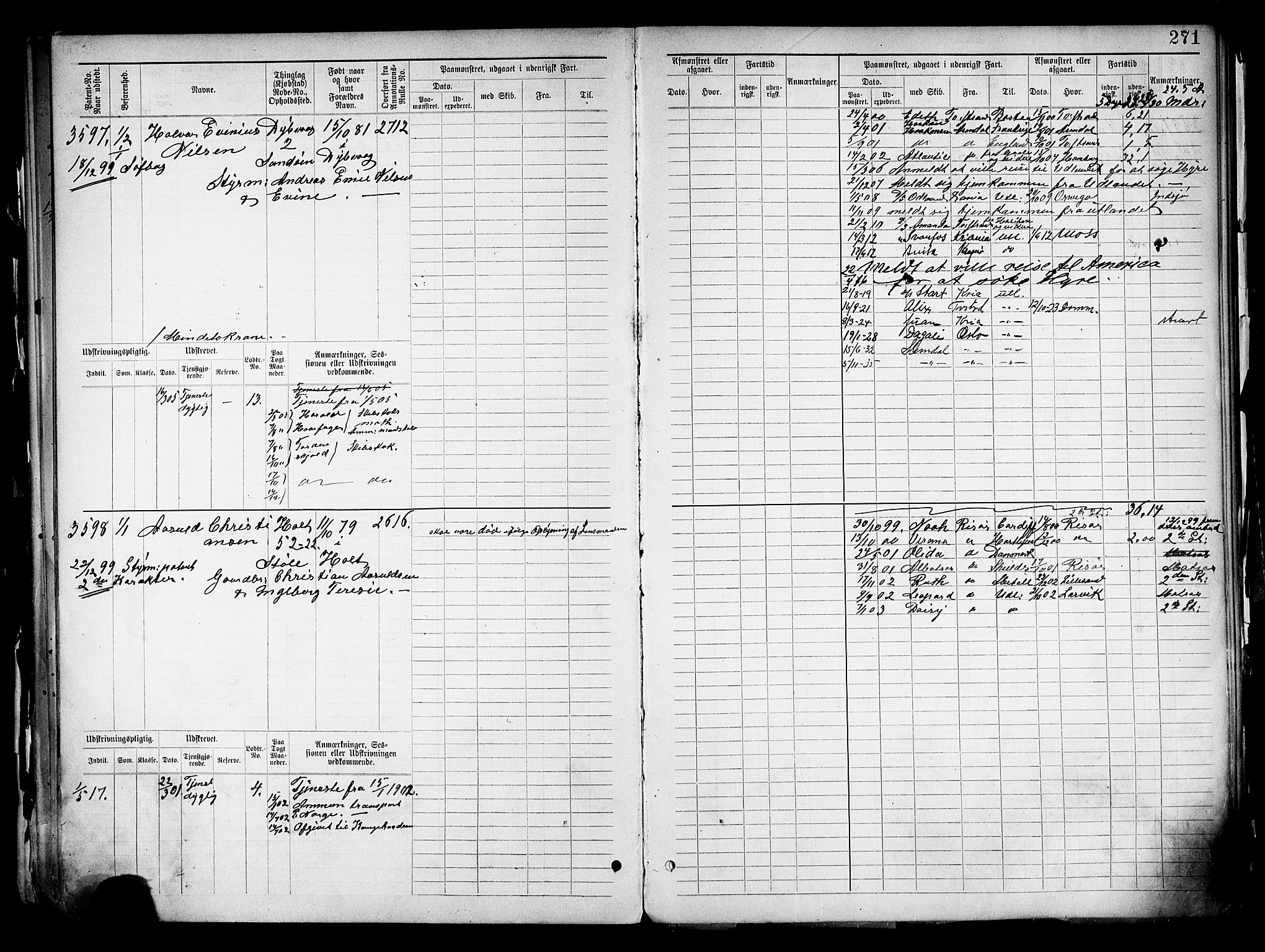 Tvedestrand mønstringskrets, SAK/2031-0011/F/Fb/L0019: Hovedrulle nr 3057-3818, U-35, 1892-1906, p. 279