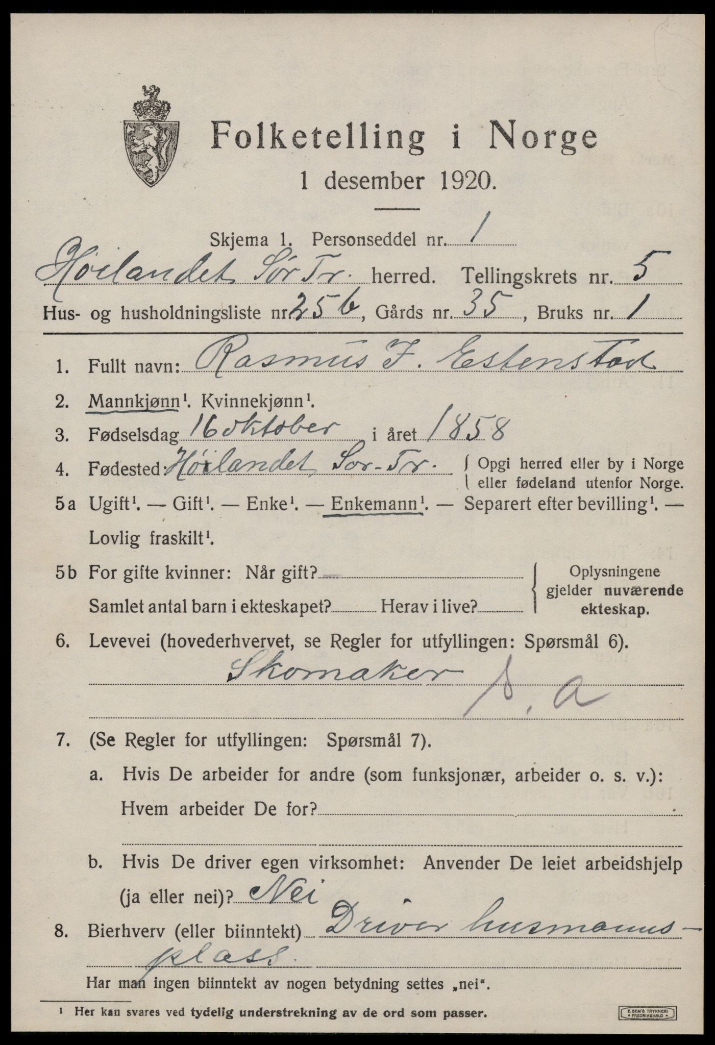 SAT, 1920 census for Hølonda, 1920, p. 2473