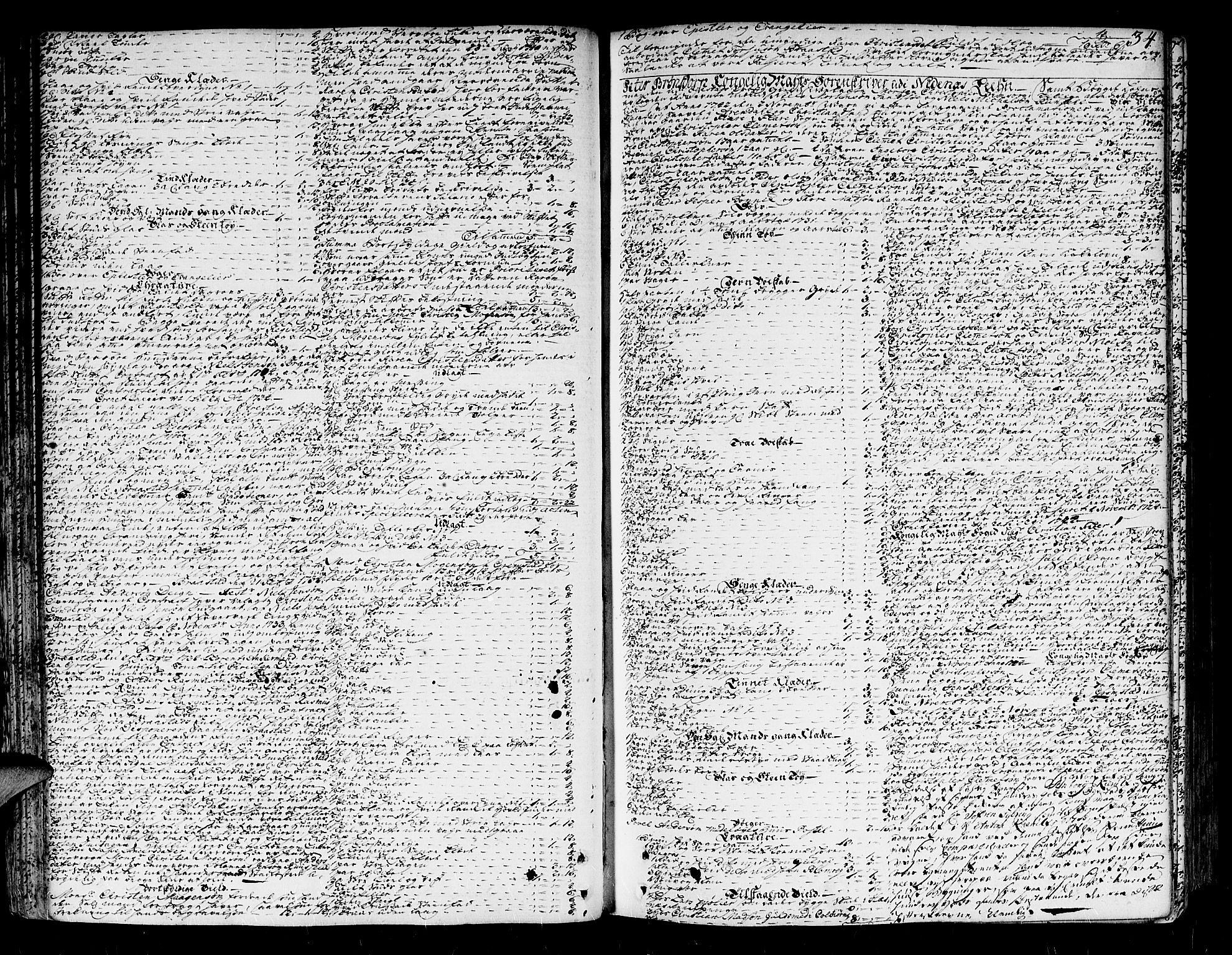 Nedenes sorenskriveri før 1824, SAK/1221-0007/H/Hc/L0022: Skifteprotokoll med register nr 16, 1742-1744, p. 33b-34a