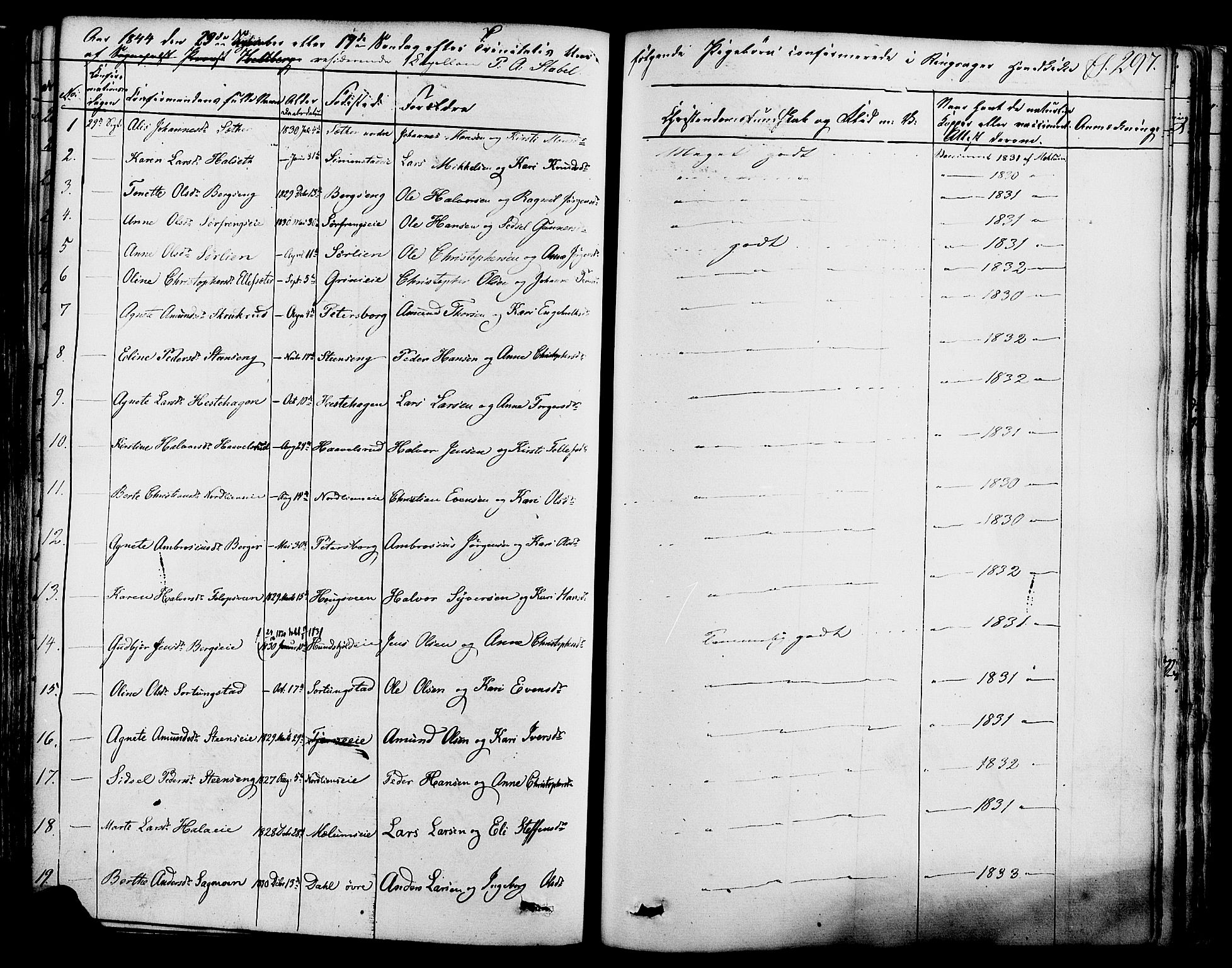 Ringsaker prestekontor, SAH/PREST-014/K/Ka/L0008: Parish register (official) no. 8, 1837-1850, p. 297