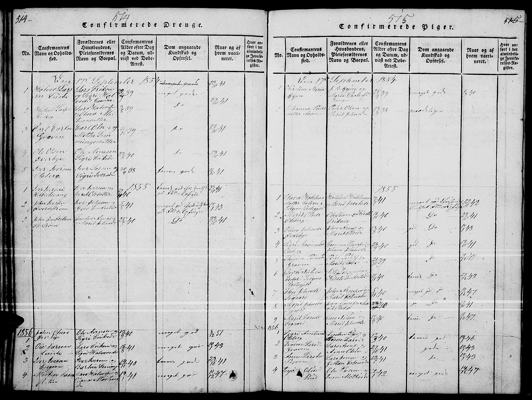 Tynset prestekontor, AV/SAH-PREST-058/H/Ha/Hab/L0004: Parish register (copy) no. 4, 1814-1879, p. 514-515