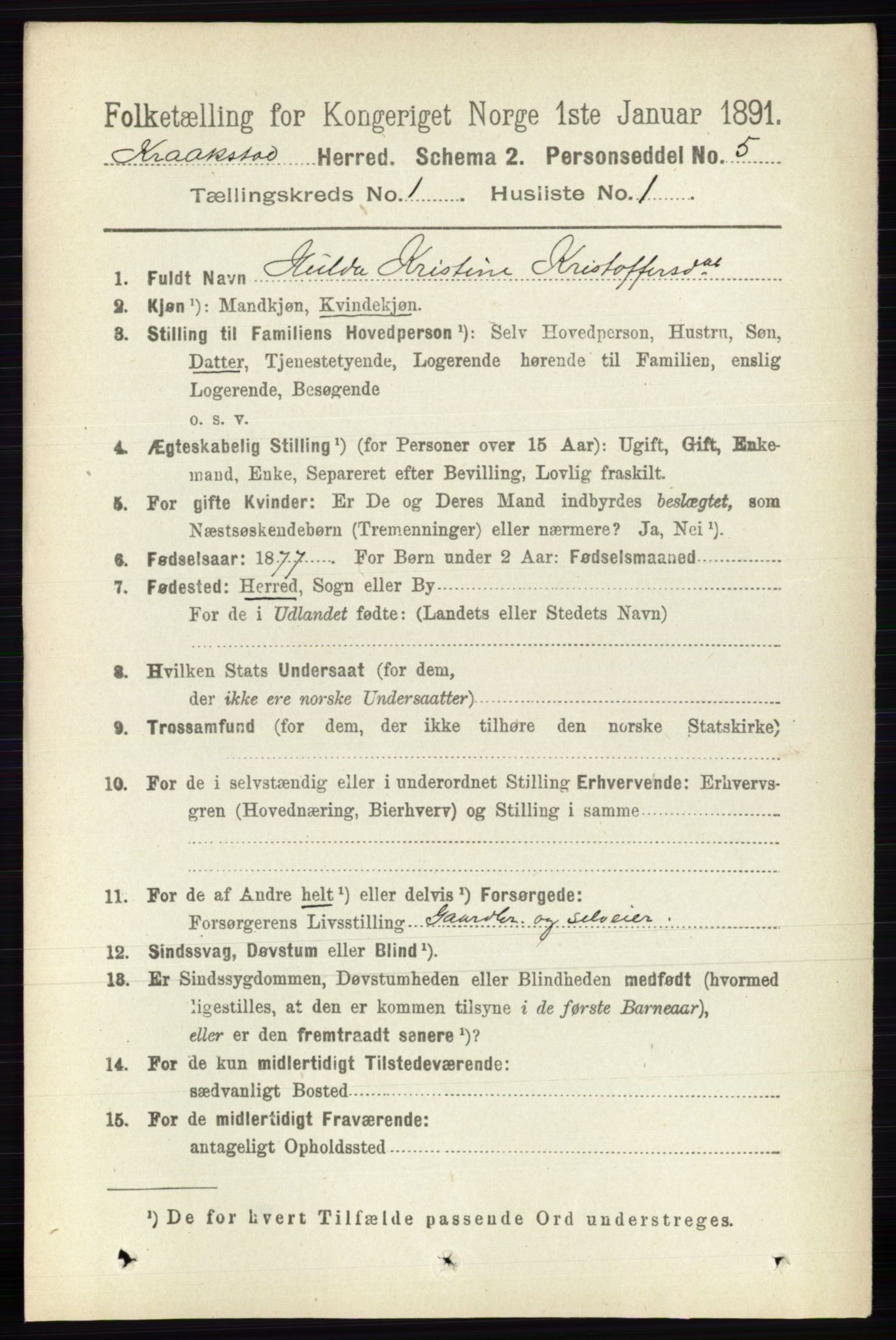 RA, 1891 census for 0212 Kråkstad, 1891, p. 119