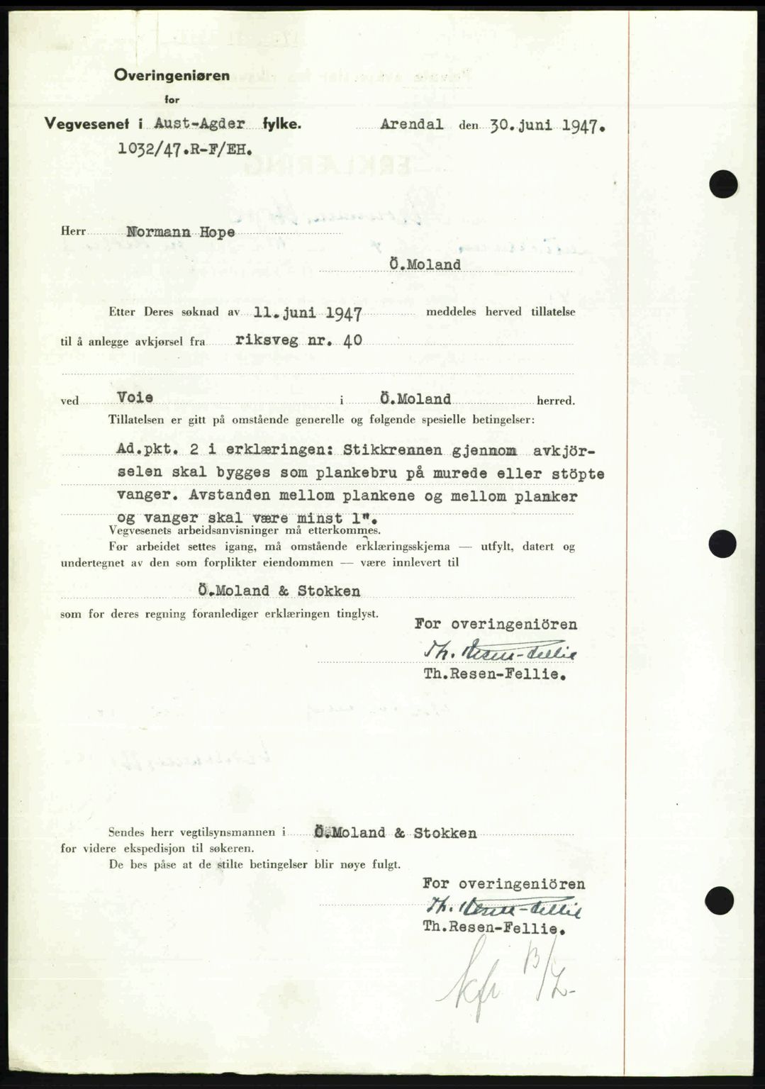 Nedenes sorenskriveri, SAK/1221-0006/G/Gb/Gba/L0057: Mortgage book no. A9, 1947-1947, Diary no: : 999/1947