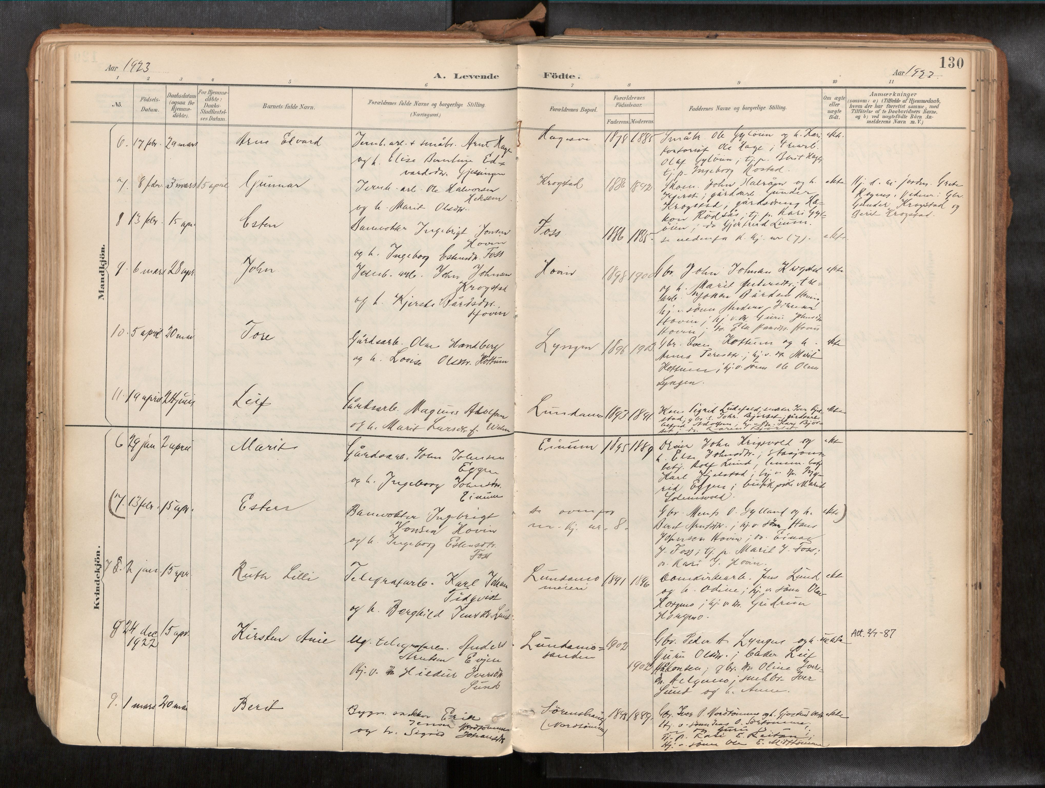 Ministerialprotokoller, klokkerbøker og fødselsregistre - Sør-Trøndelag, SAT/A-1456/692/L1105b: Parish register (official) no. 692A06, 1891-1934, p. 130