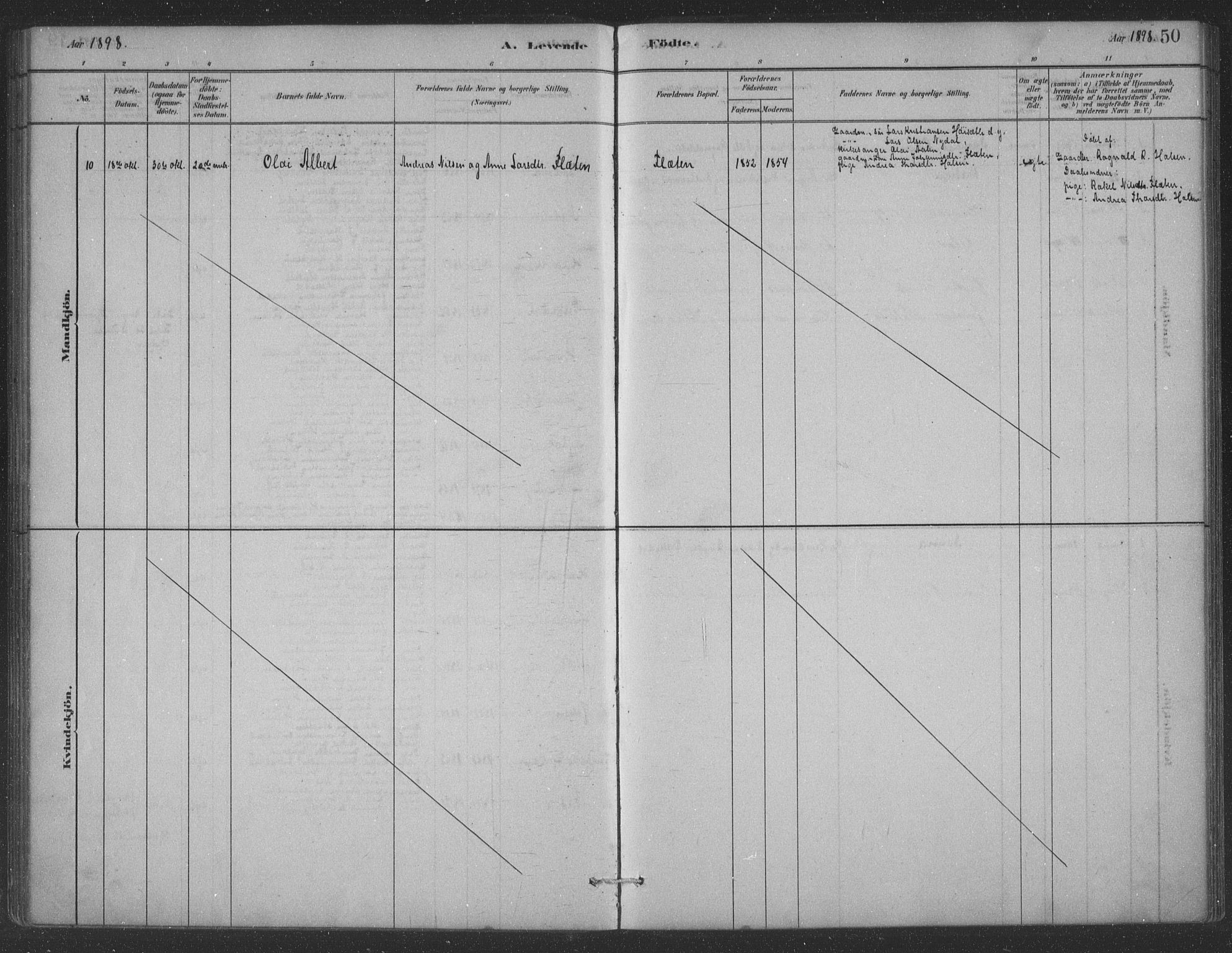 Førde sokneprestembete, AV/SAB-A-79901/H/Hab/Habc/L0002: Parish register (copy) no. C 2, 1881-1911, p. 50