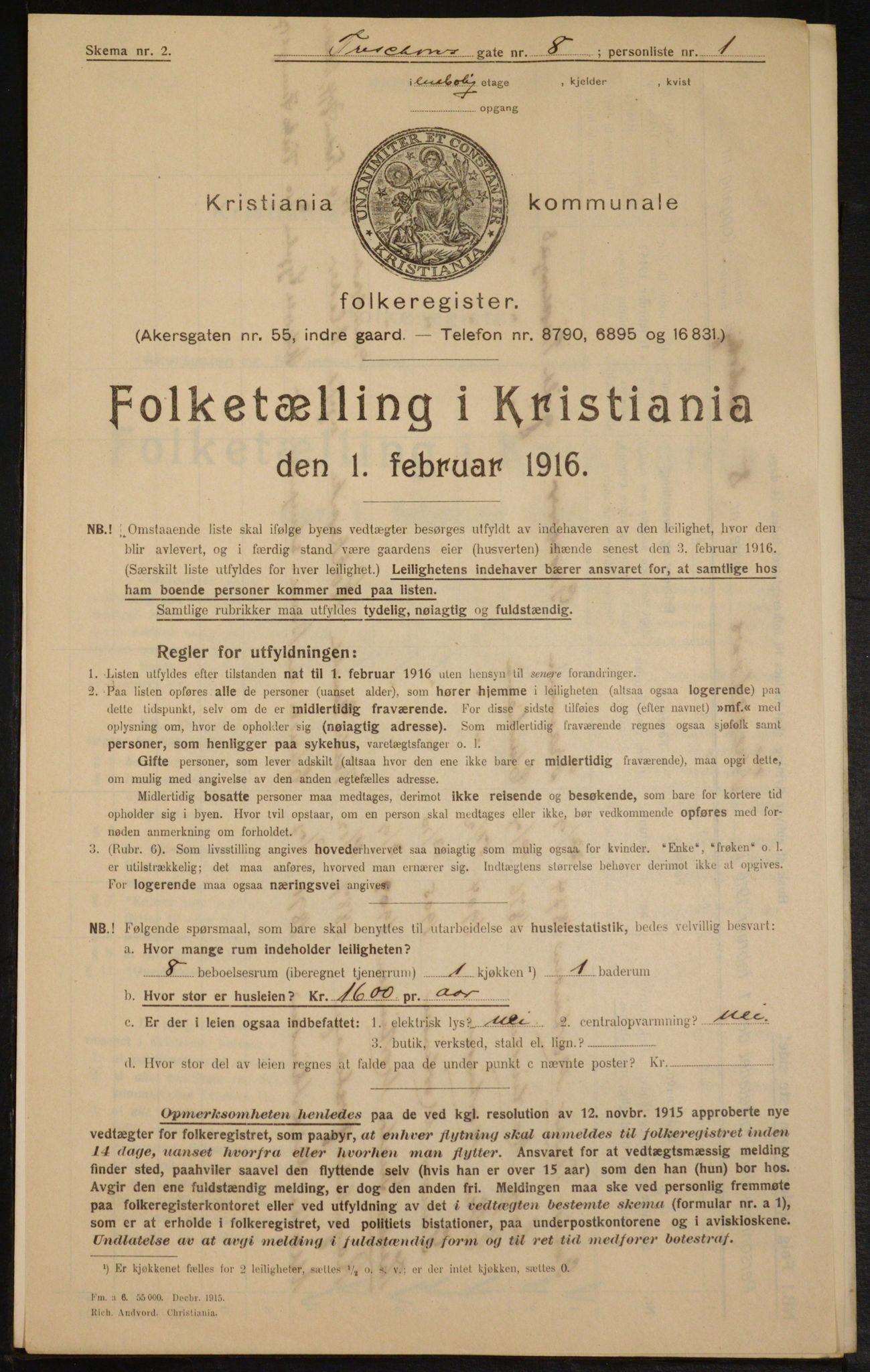 OBA, Municipal Census 1916 for Kristiania, 1916, p. 118768