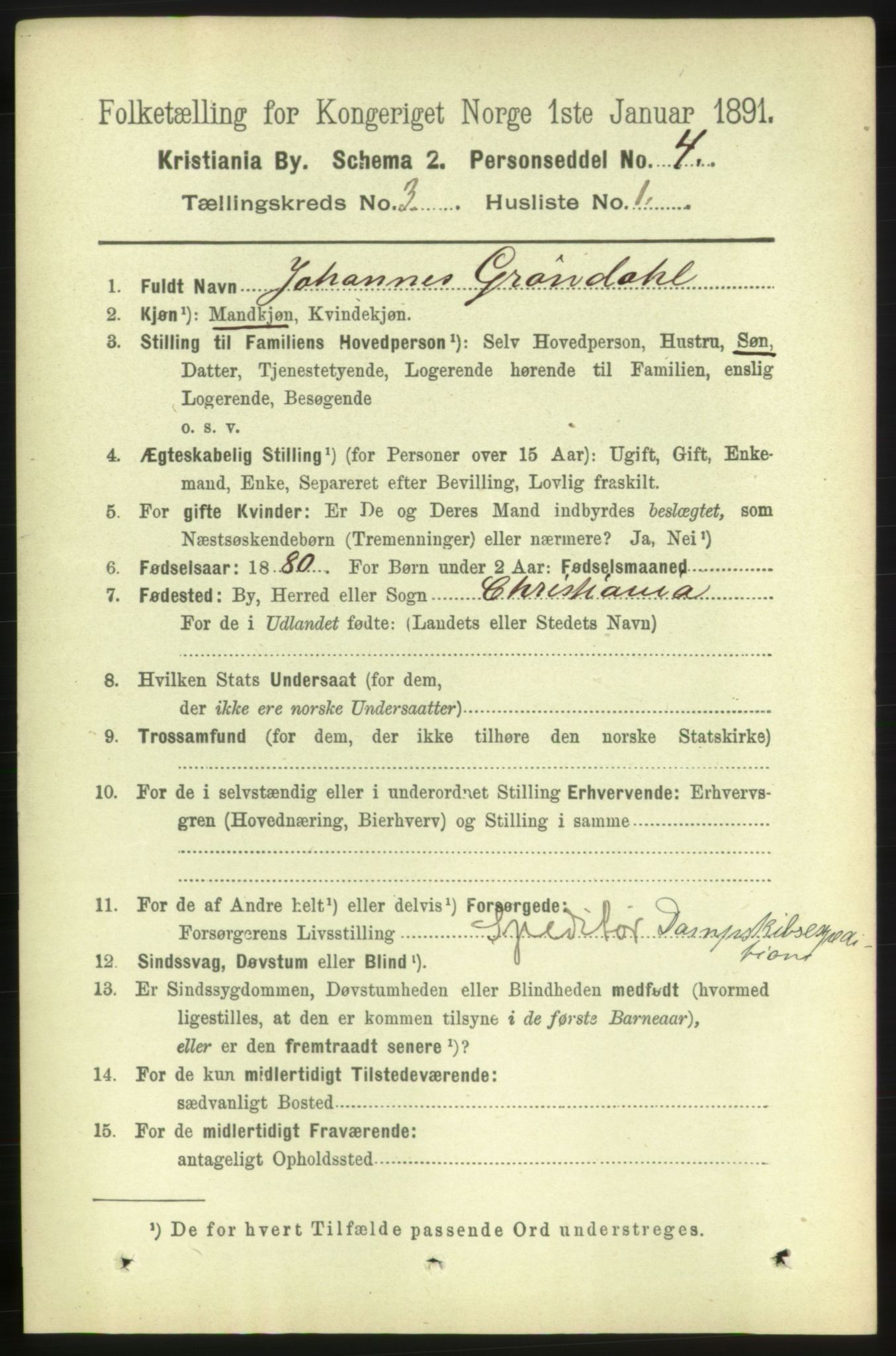RA, 1891 census for 0301 Kristiania, 1891, p. 1237