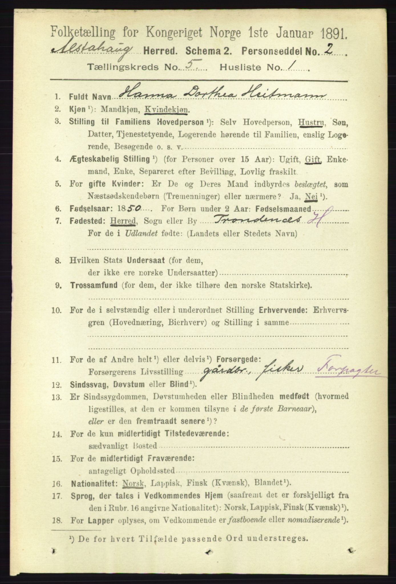 RA, 1891 census for 1820 Alstahaug, 1891, p. 1784