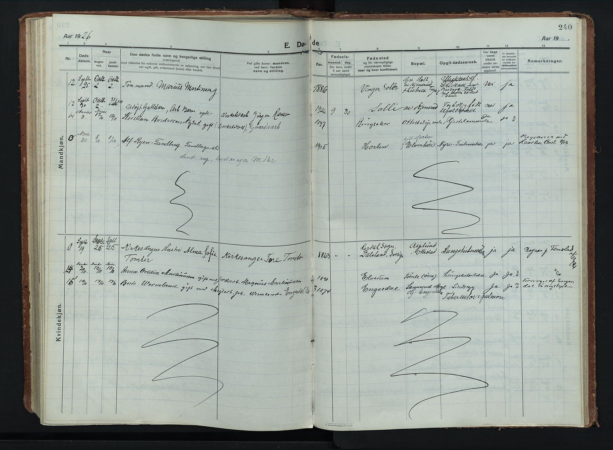 Stange prestekontor, AV/SAH-PREST-002/K/L0028: Parish register (official) no. 28, 1913-1932, p. 240