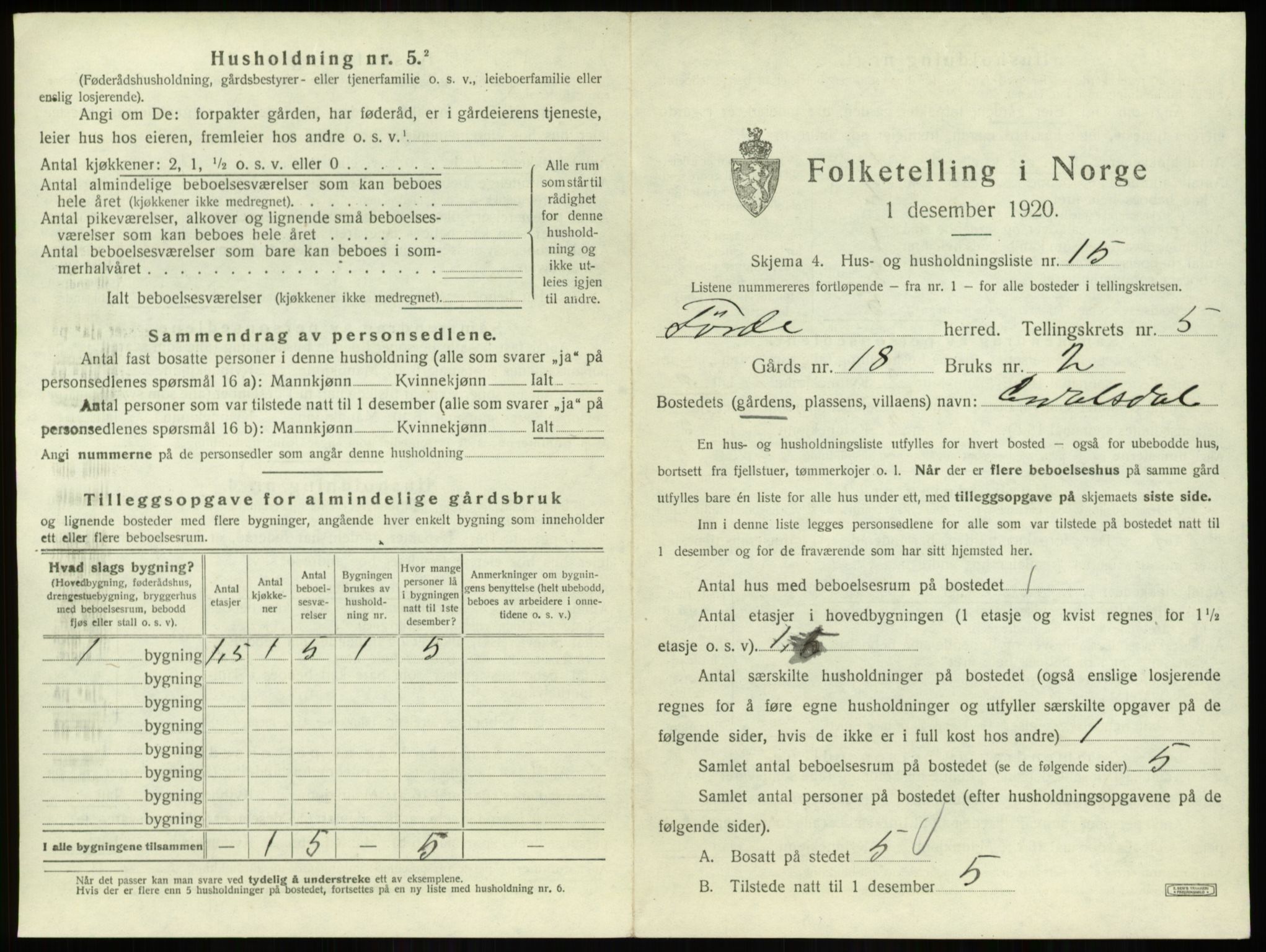 SAB, 1920 census for Førde, 1920, p. 268