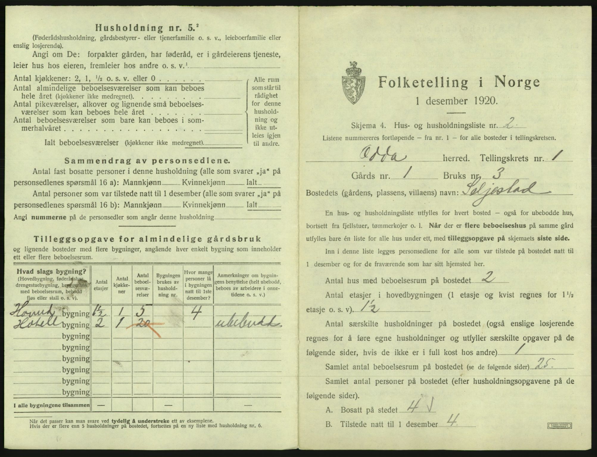 SAB, 1920 census for Odda, 1920, p. 55