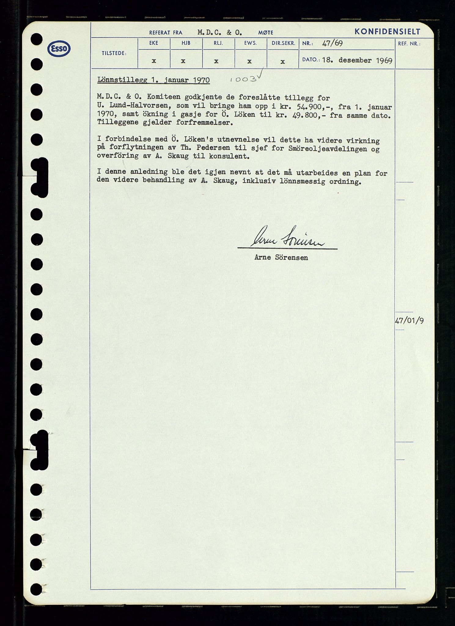 Pa 0982 - Esso Norge A/S, AV/SAST-A-100448/A/Aa/L0003/0001: Den administrerende direksjon Board minutes (styrereferater) og Bedriftforsamlingsprotokoll / Den administrerende direksjon Board minutes (styrereferater), 1969, p. 196
