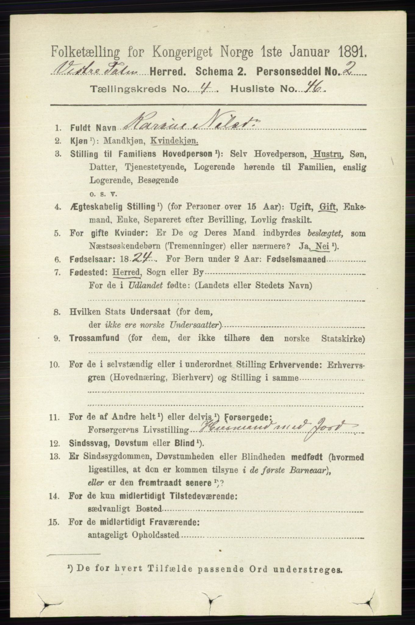 RA, 1891 census for 0529 Vestre Toten, 1891, p. 2984