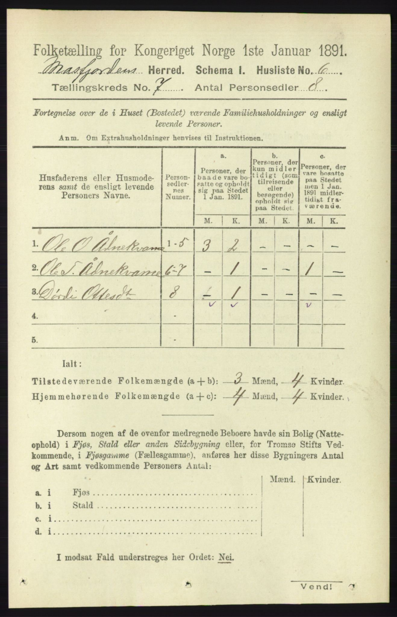 RA, 1891 census for 1266 Masfjorden, 1891, p. 1141