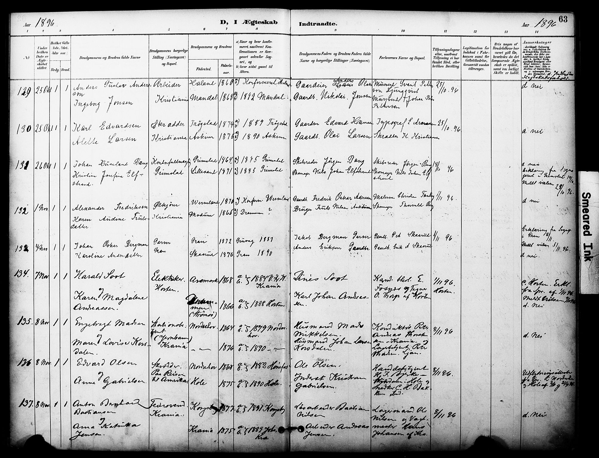 Johannes prestekontor Kirkebøker, AV/SAO-A-10852/F/Fa/L0006: Parish register (official) no. 6, 1893-1906, p. 63