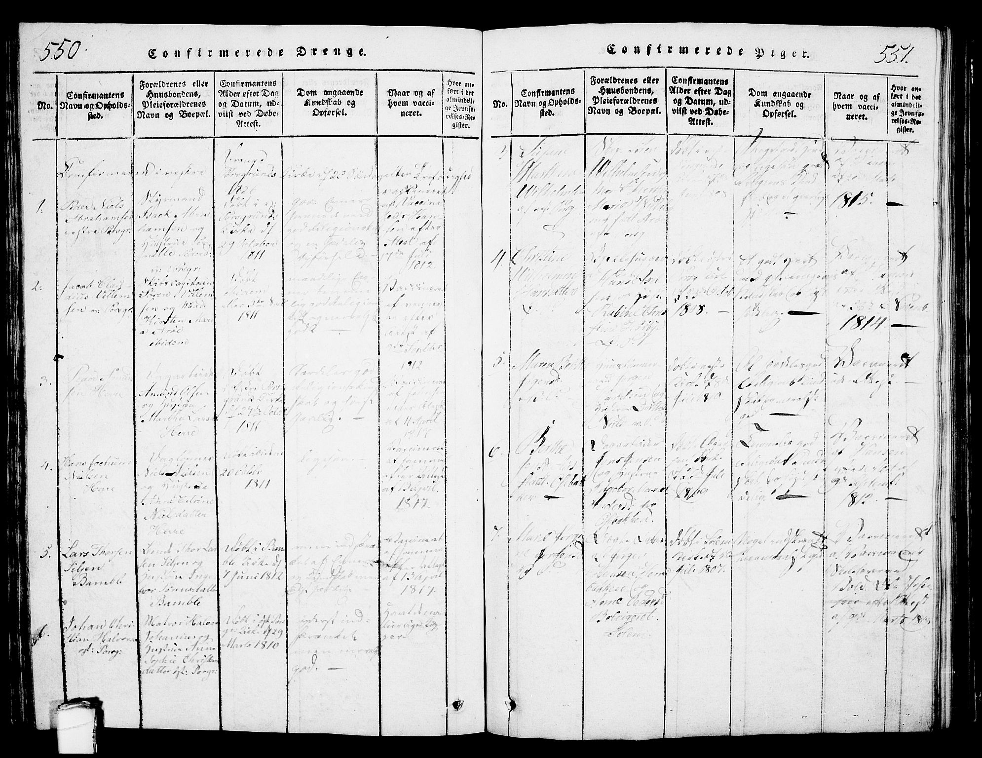 Porsgrunn kirkebøker , SAKO/A-104/G/Gb/L0001: Parish register (copy) no. II 1, 1817-1828, p. 550-551