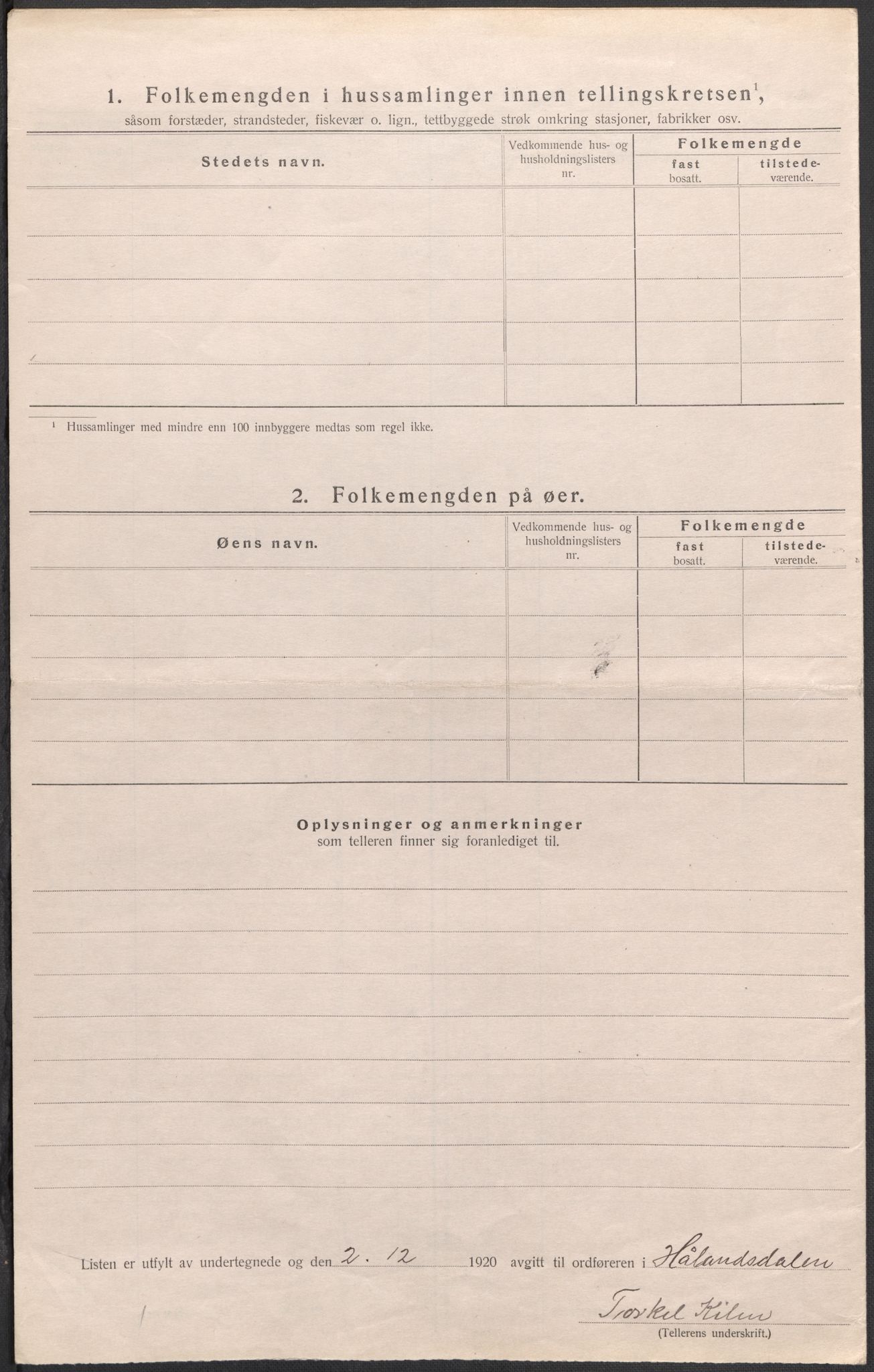 SAB, 1920 census for Hålandsdal, 1920, p. 13