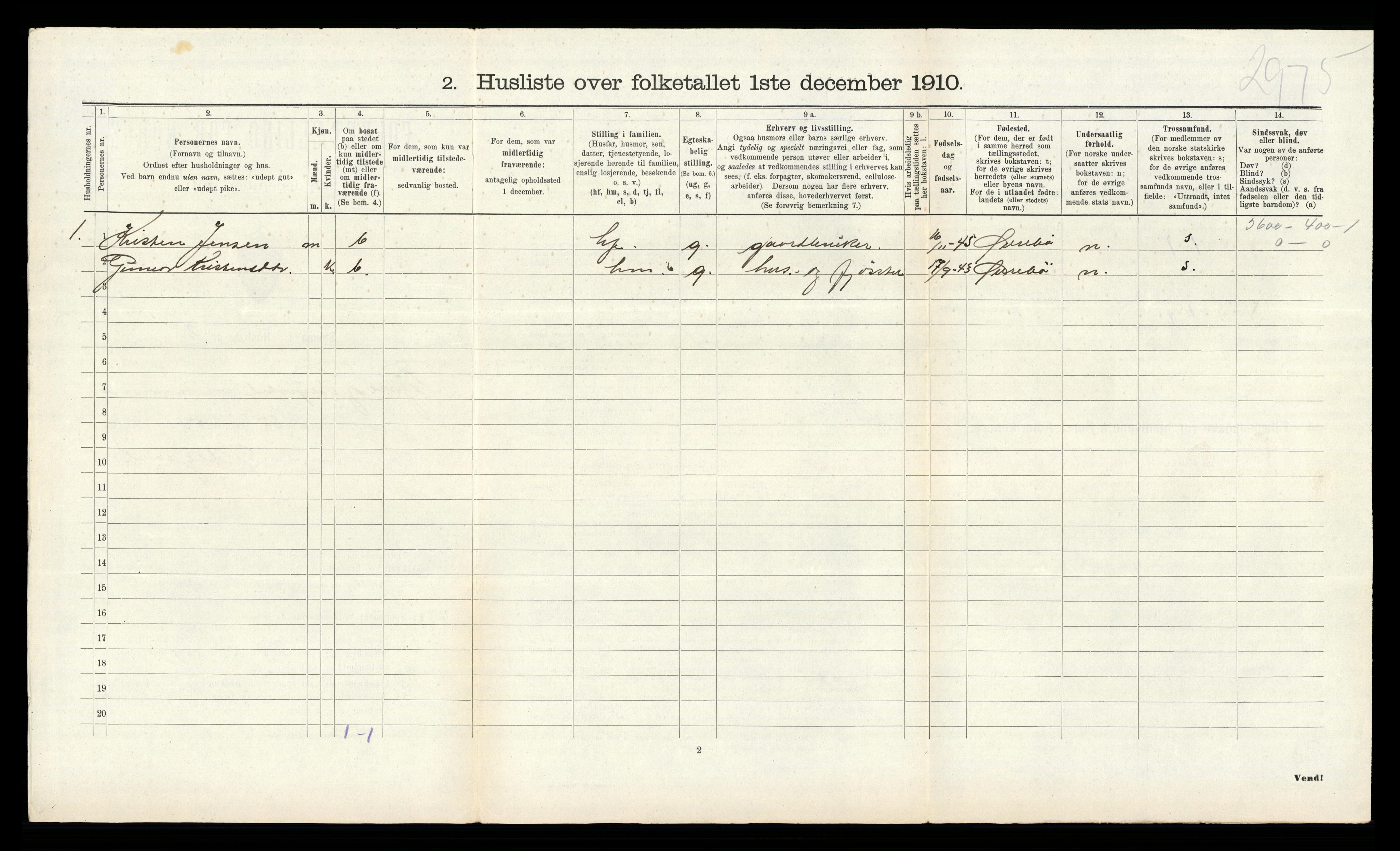 RA, 1910 census for Søgne, 1910, p. 1273