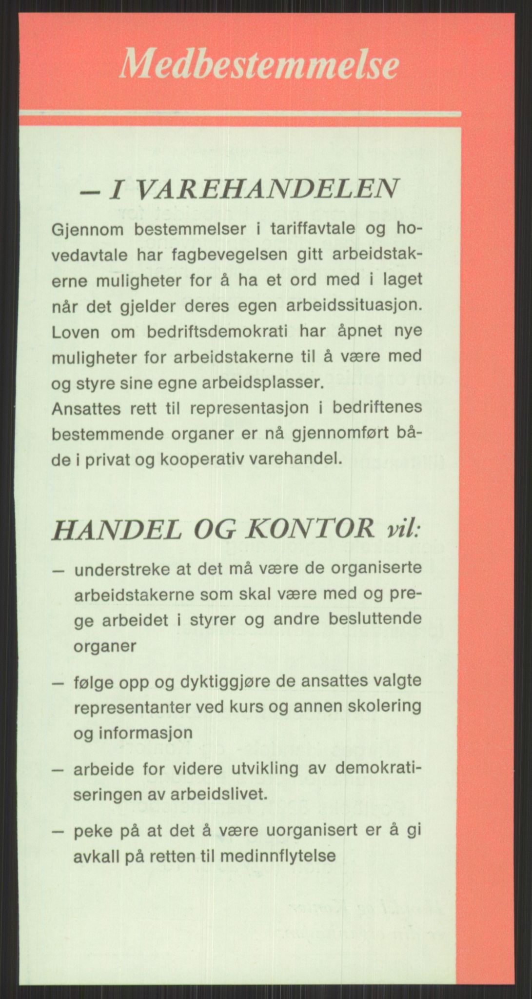 Nygaard, Kristen, RA/PA-1398/F/Fi/L0006: Fagbevegelse, demokrati, Jern- og Metallprosjektet, 1970-2002, p. 91