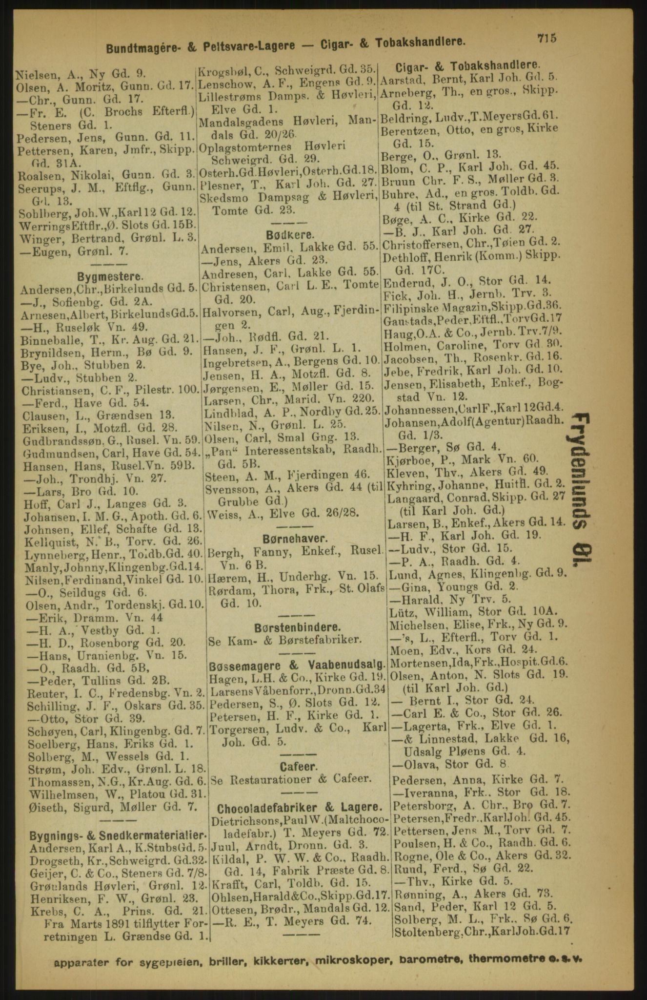 Kristiania/Oslo adressebok, PUBL/-, 1891, p. 715