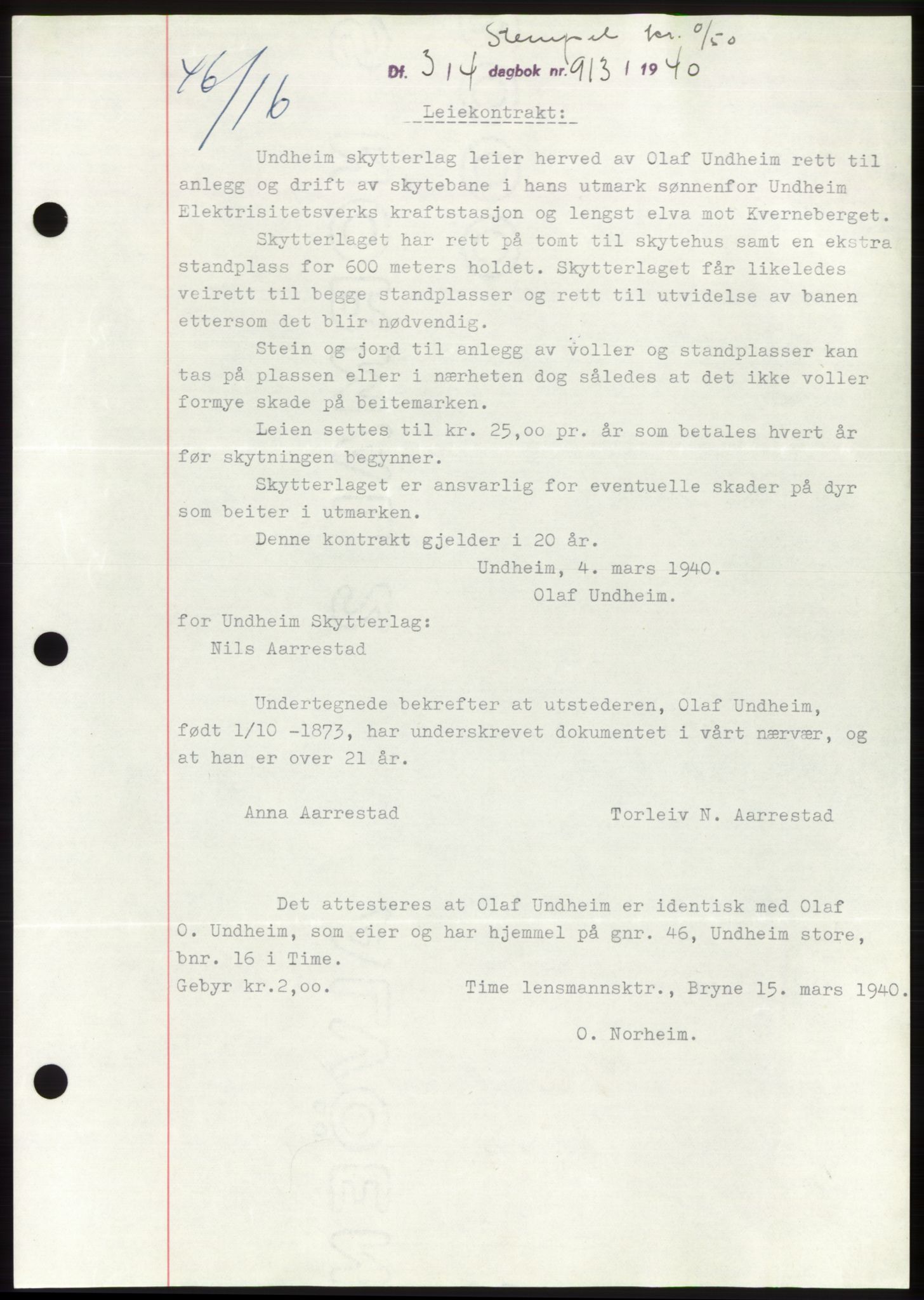 Jæren sorenskriveri, SAST/A-100310/03/G/Gba/L0077: Mortgage book, 1940-1940, Diary no: : 913/1940