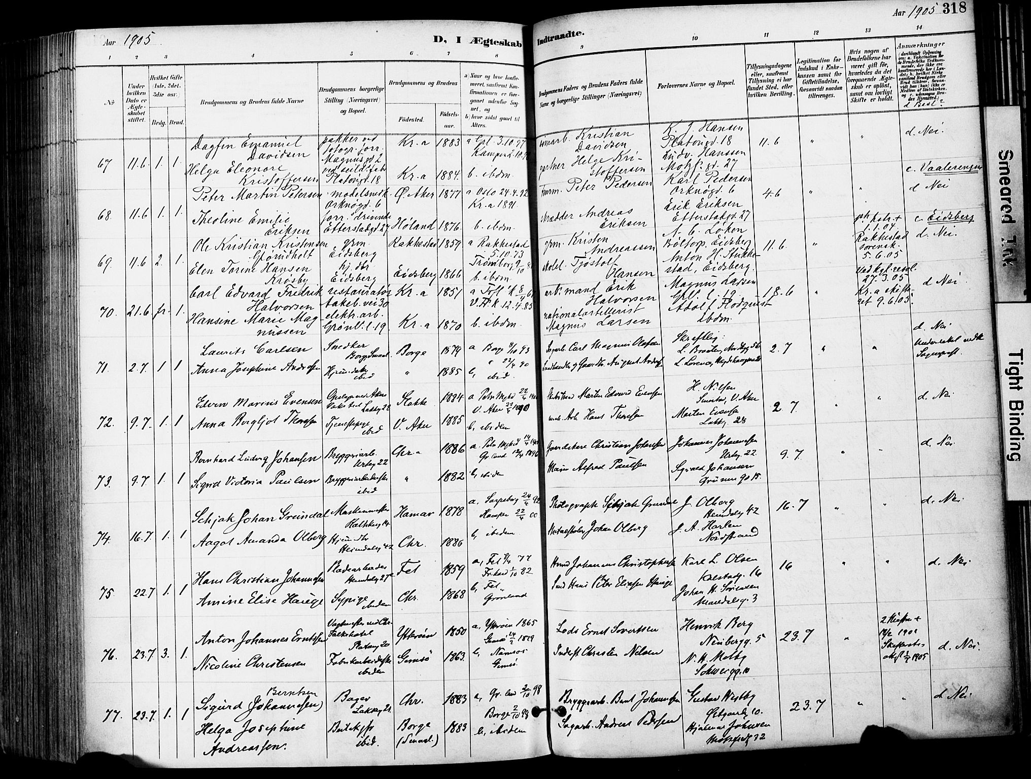 Grønland prestekontor Kirkebøker, SAO/A-10848/F/Fa/L0013: Parish register (official) no. 13, 1887-1906, p. 318