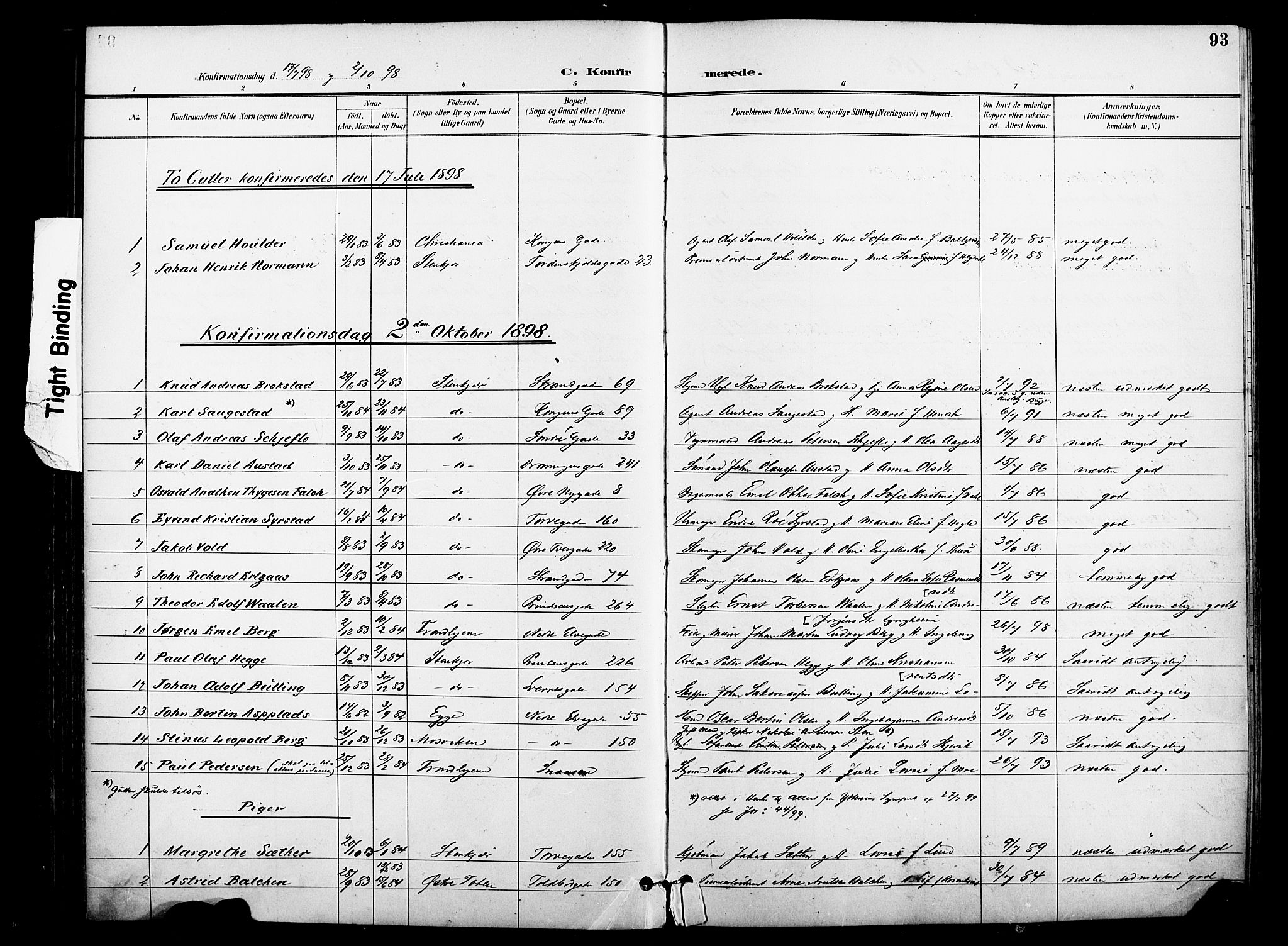 Ministerialprotokoller, klokkerbøker og fødselsregistre - Nord-Trøndelag, SAT/A-1458/739/L0372: Parish register (official) no. 739A04, 1895-1903, p. 93