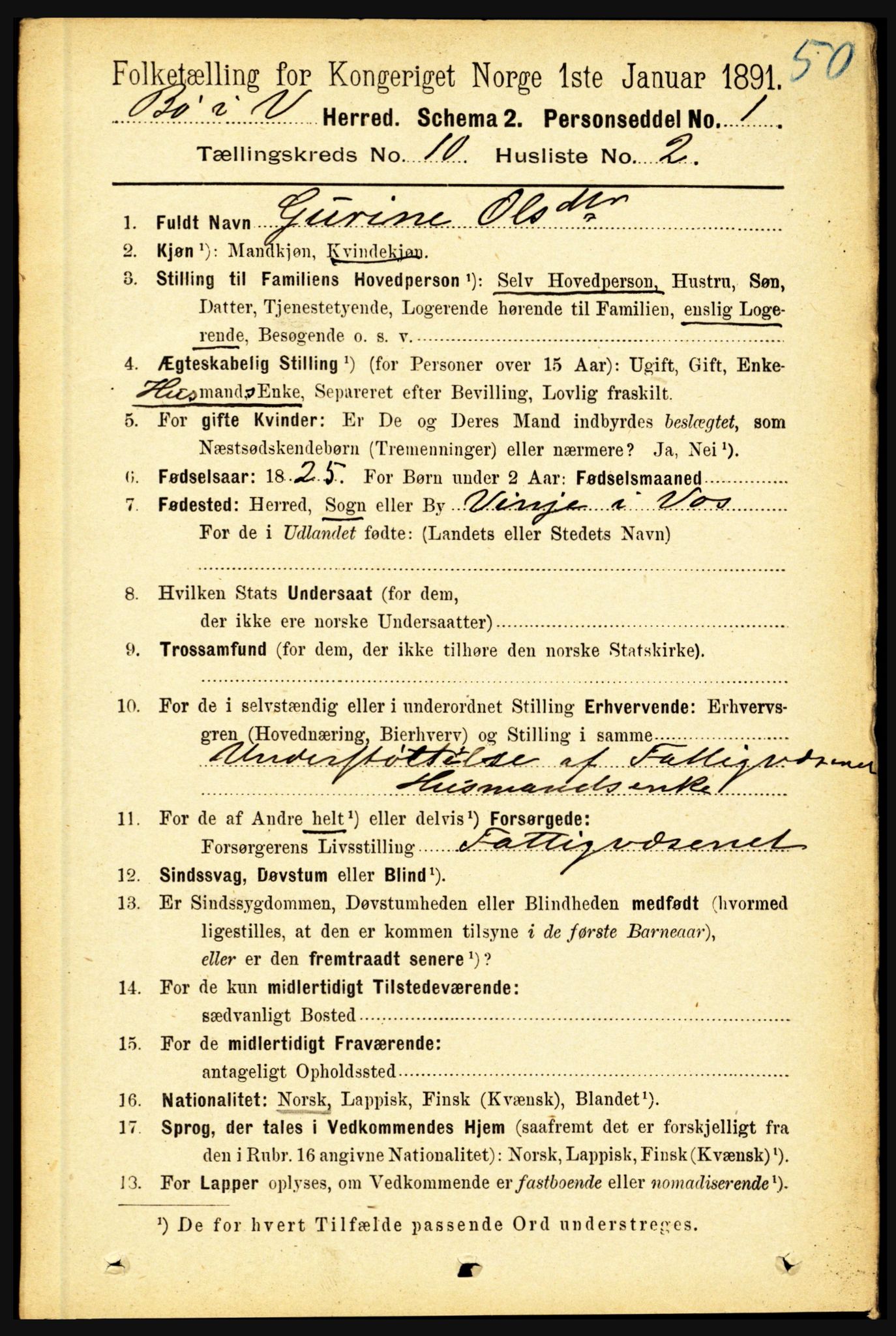 RA, 1891 census for 1867 Bø, 1891, p. 4022