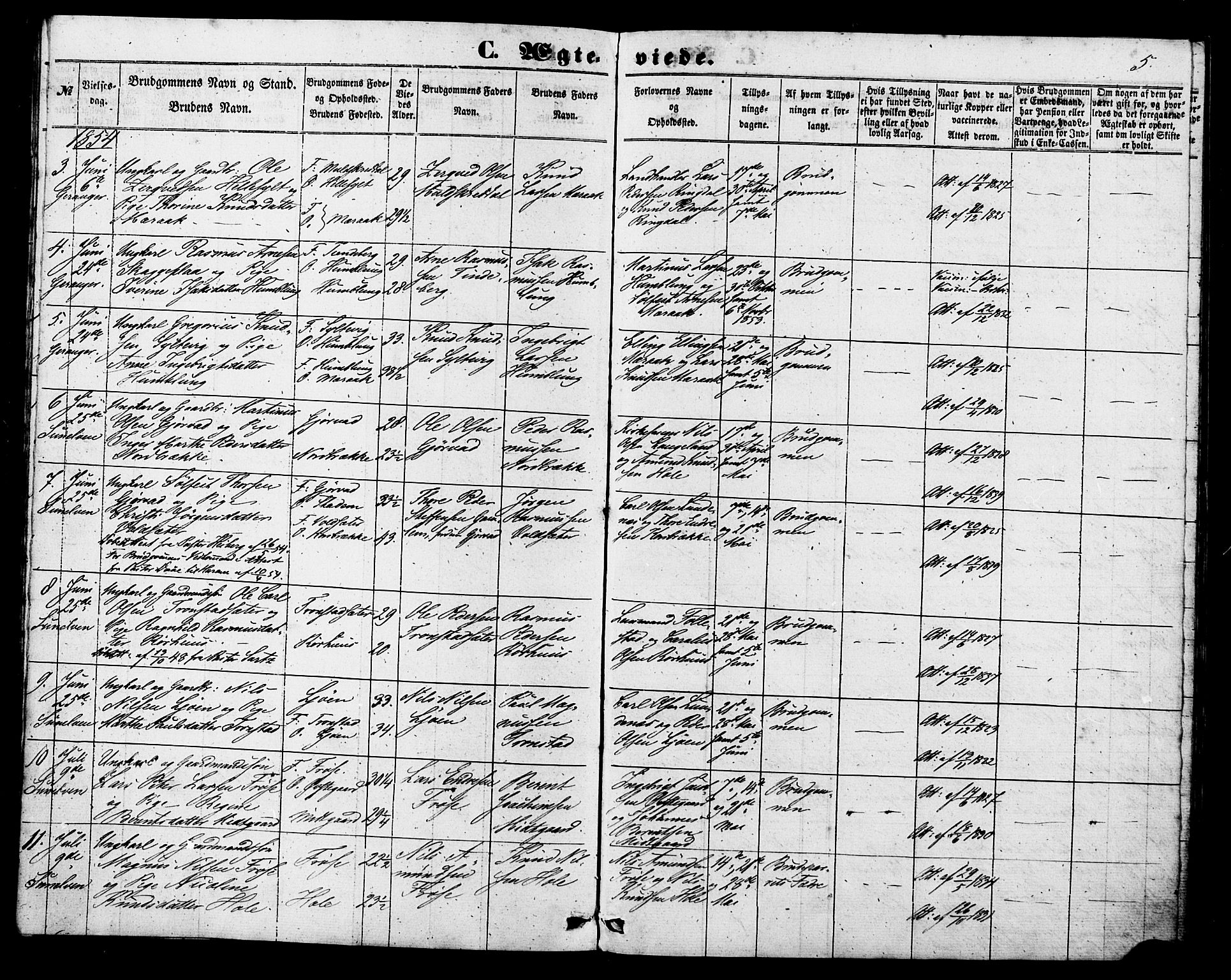 Ministerialprotokoller, klokkerbøker og fødselsregistre - Møre og Romsdal, SAT/A-1454/517/L0224: Parish register (official) no. 517A04, 1853-1880, p. 5