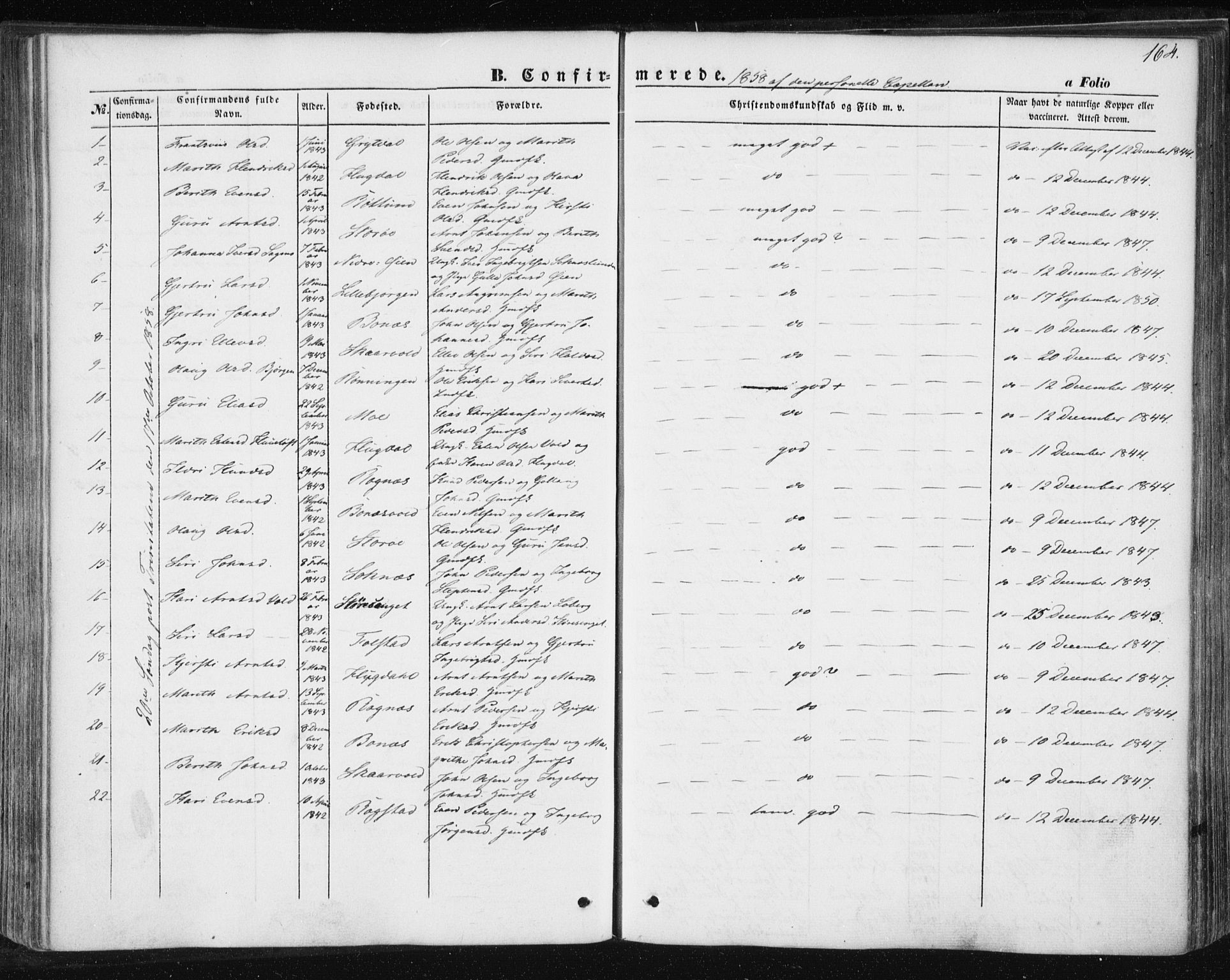 Ministerialprotokoller, klokkerbøker og fødselsregistre - Sør-Trøndelag, SAT/A-1456/687/L1000: Parish register (official) no. 687A06, 1848-1869, p. 164