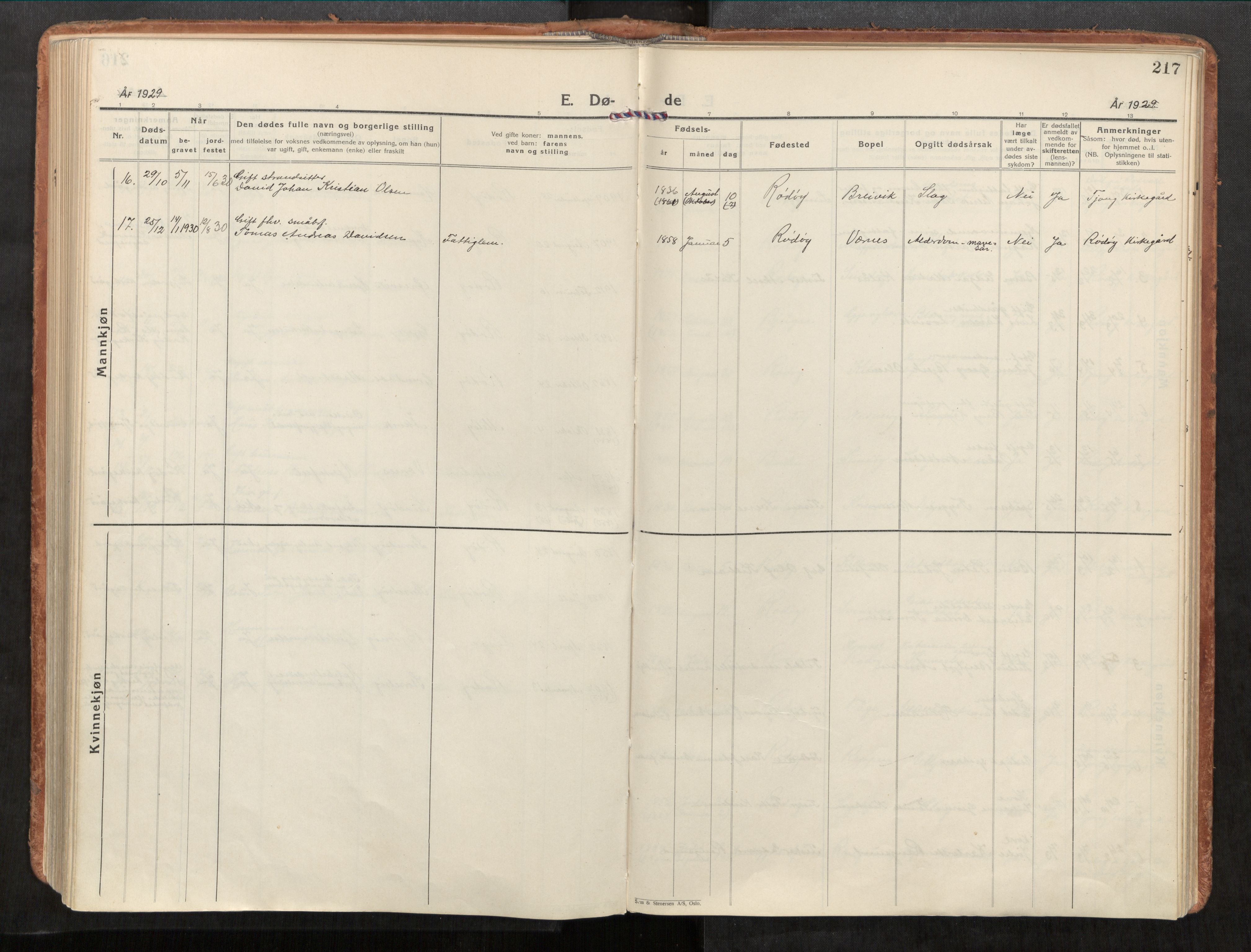 Rødøy sokneprestkontor, AV/SAT-A-4397/2/H/Ha/Haa/L0001: Parish register (official) no. 1, 1926-1941, p. 217