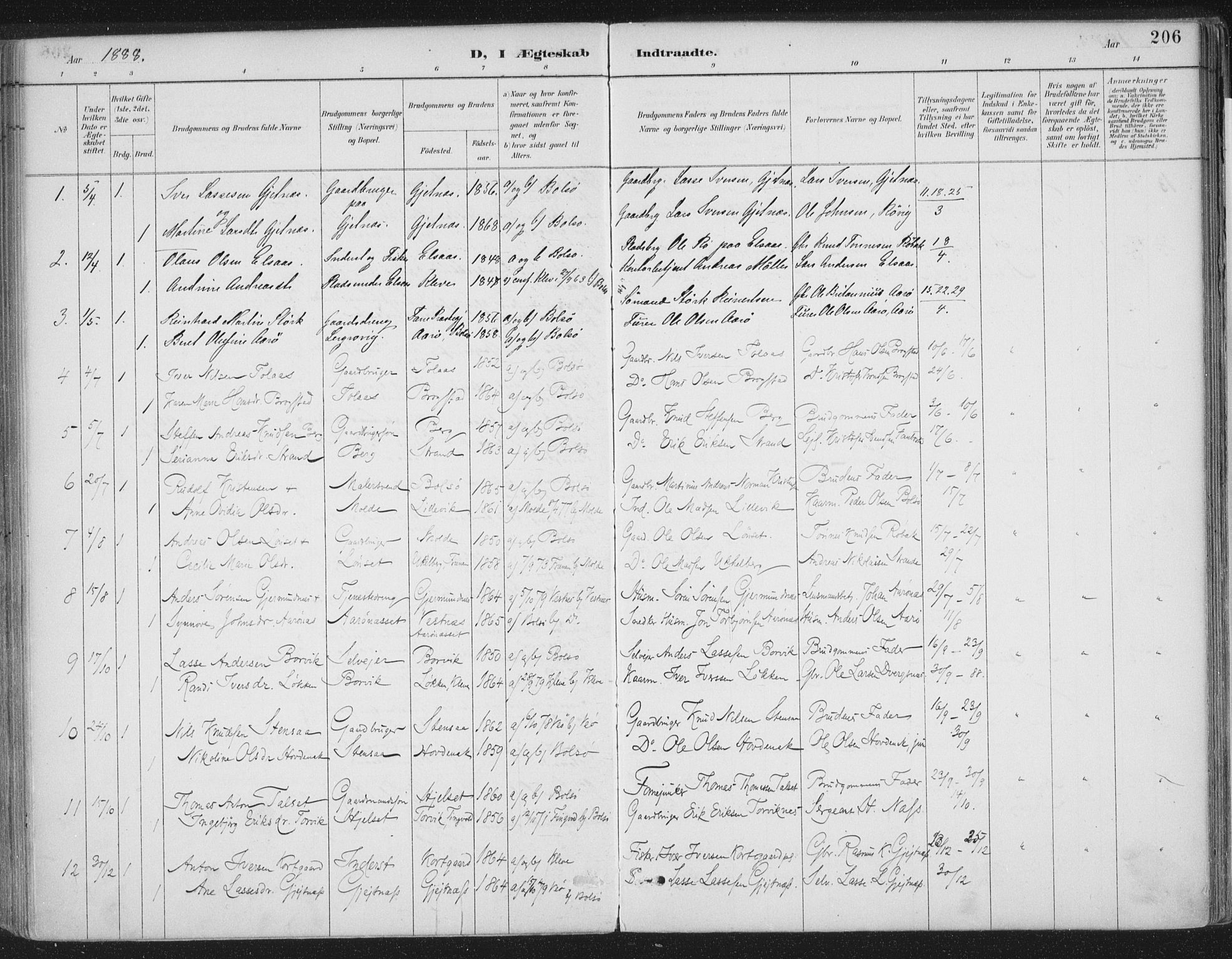 Ministerialprotokoller, klokkerbøker og fødselsregistre - Møre og Romsdal, SAT/A-1454/555/L0658: Parish register (official) no. 555A09, 1887-1917, p. 206