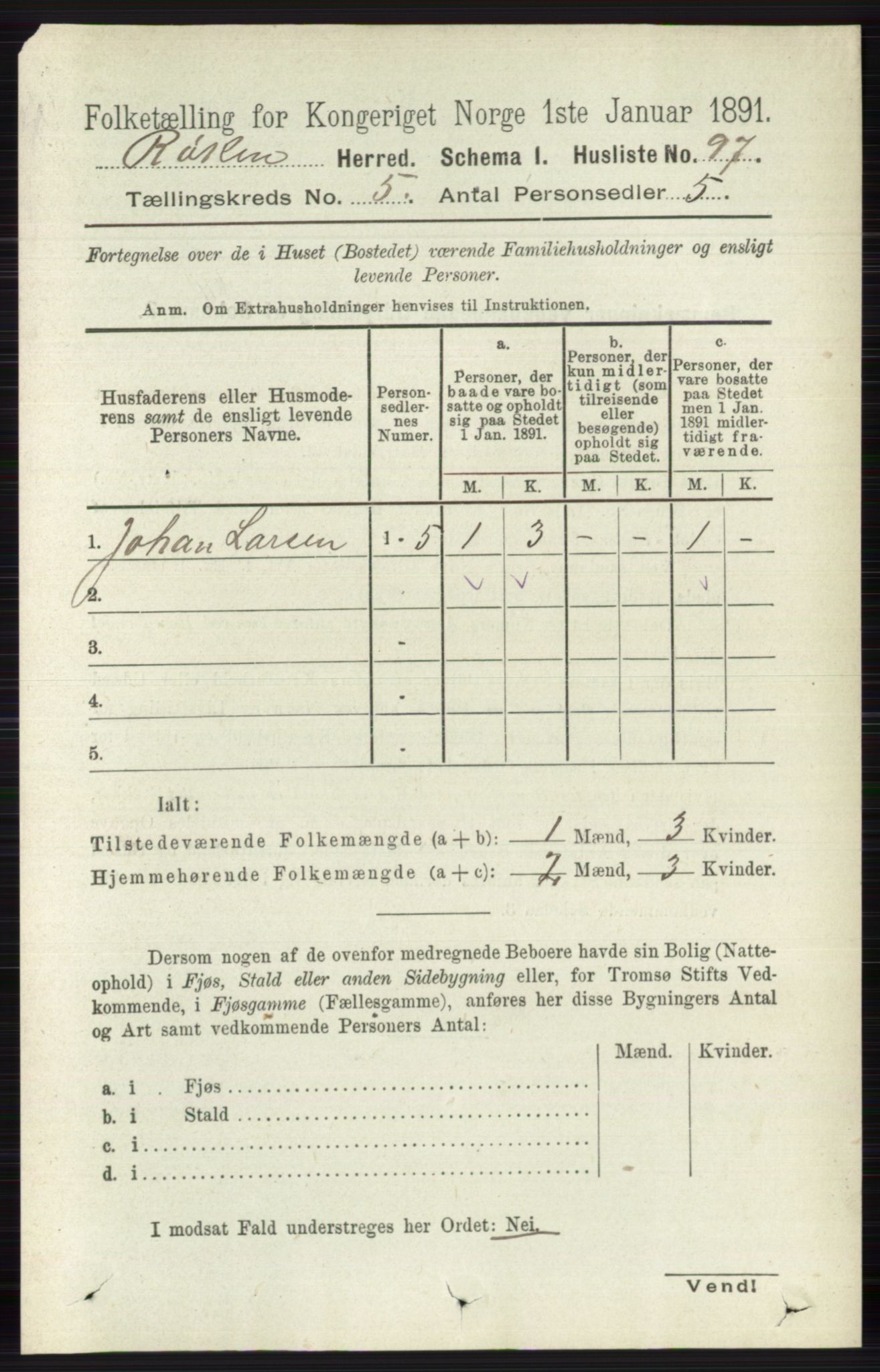 RA, 1891 census for 0627 Røyken, 1891, p. 2861
