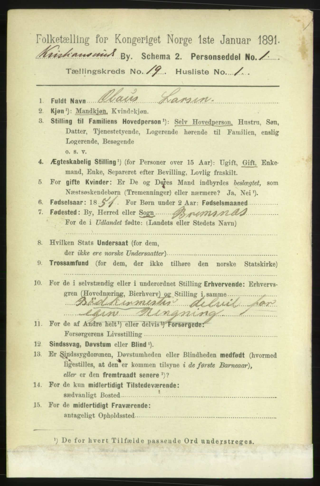 RA, 1891 census for 1503 Kristiansund, 1891, p. 12478