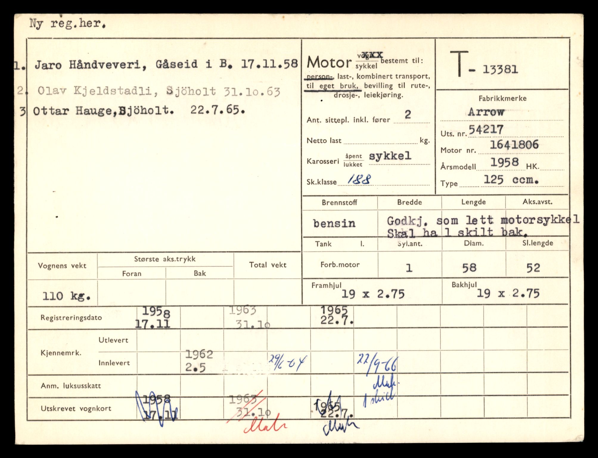 Møre og Romsdal vegkontor - Ålesund trafikkstasjon, SAT/A-4099/F/Fe/L0039: Registreringskort for kjøretøy T 13361 - T 13530, 1927-1998, p. 305