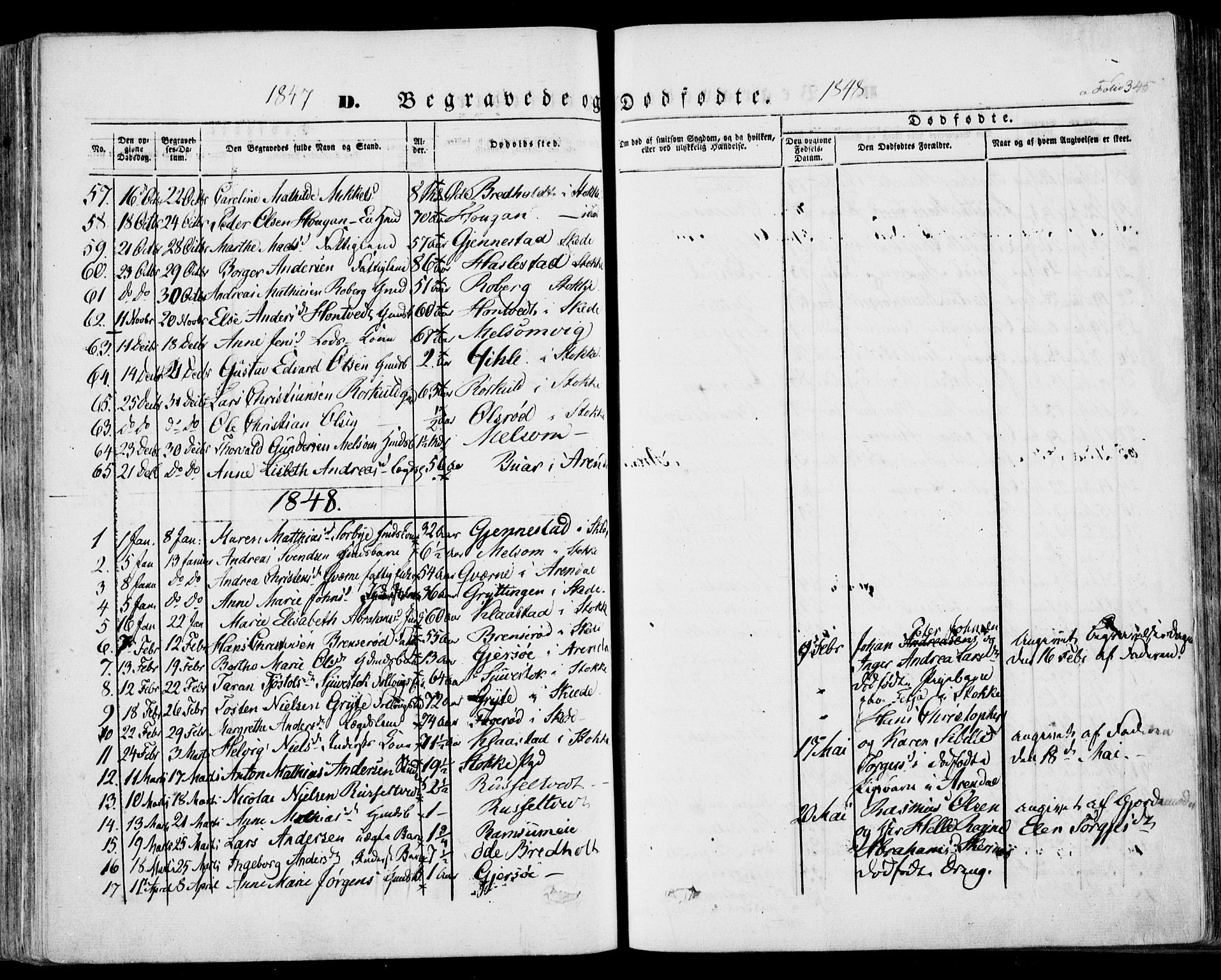 Stokke kirkebøker, AV/SAKO-A-320/F/Fa/L0007: Parish register (official) no. I 7, 1844-1857, p. 345