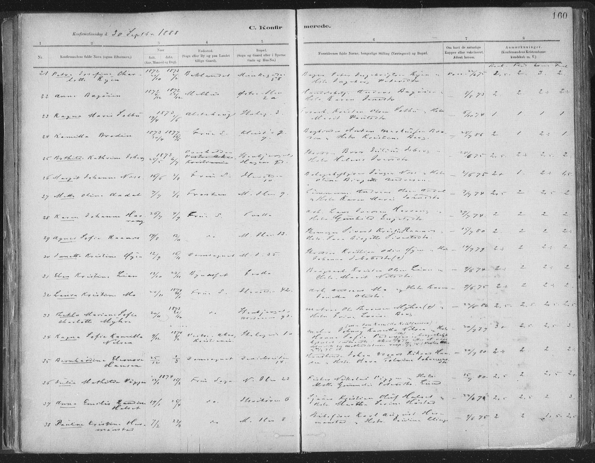 Ministerialprotokoller, klokkerbøker og fødselsregistre - Sør-Trøndelag, SAT/A-1456/603/L0162: Parish register (official) no. 603A01, 1879-1895, p. 160