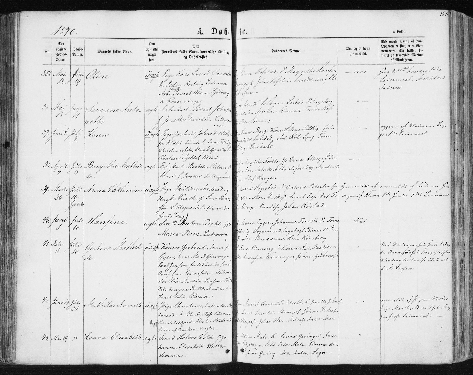 Ministerialprotokoller, klokkerbøker og fødselsregistre - Sør-Trøndelag, AV/SAT-A-1456/604/L0186: Parish register (official) no. 604A07, 1866-1877, p. 151