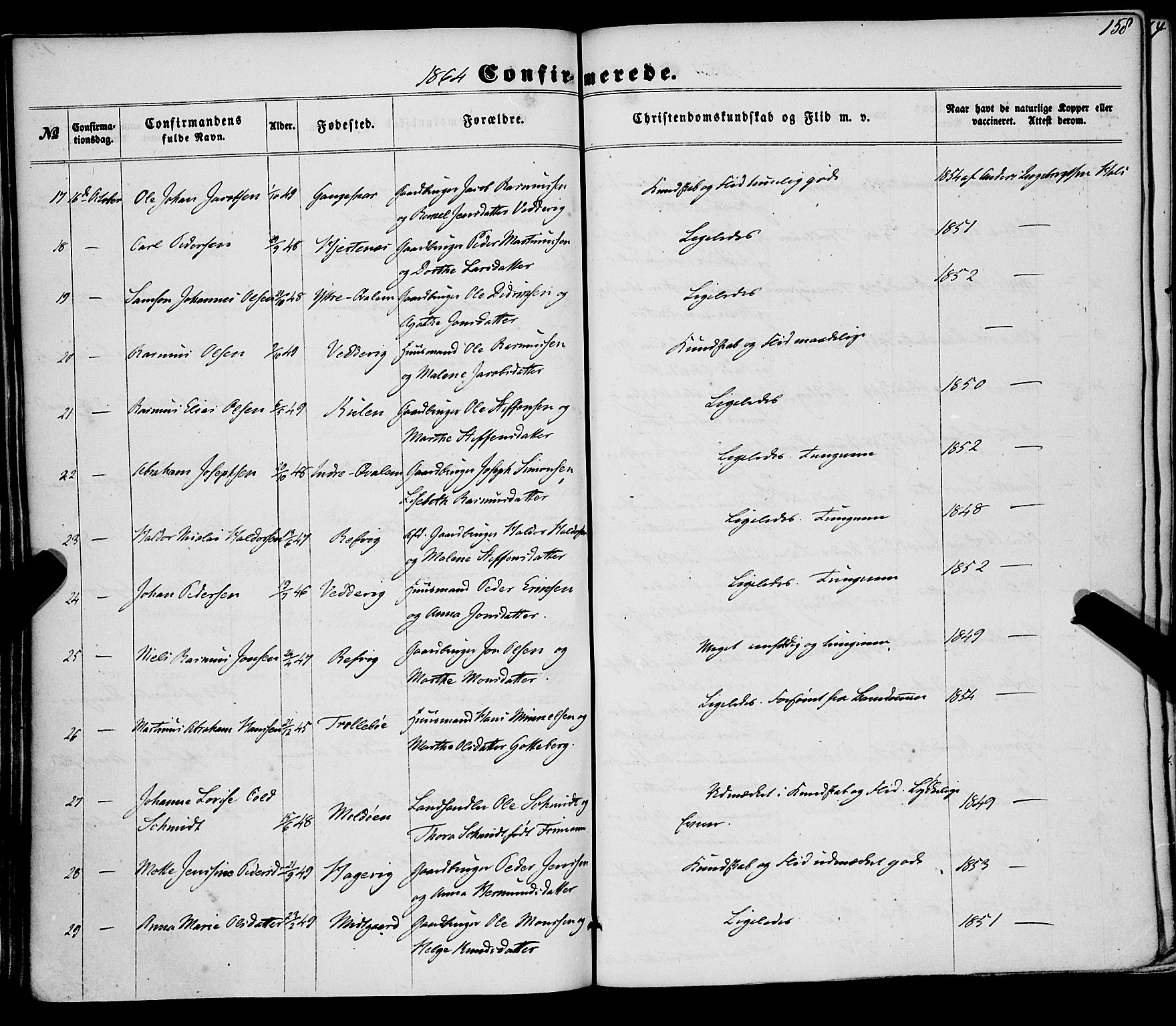 Selje sokneprestembete, SAB/A-99938/H/Ha/Haa/Haaa: Parish register (official) no. A 11, 1858-1870, p. 158