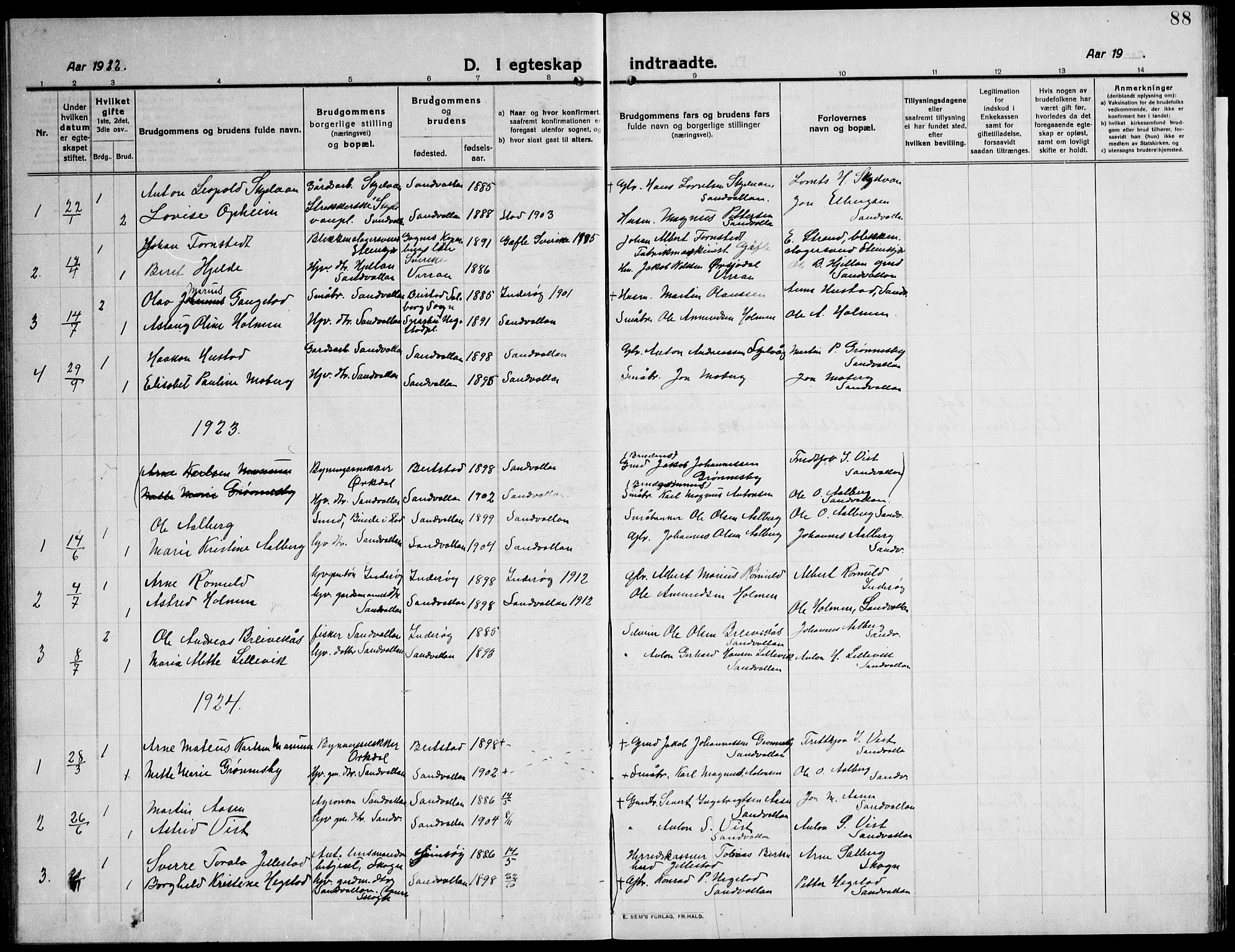 Ministerialprotokoller, klokkerbøker og fødselsregistre - Nord-Trøndelag, SAT/A-1458/732/L0319: Parish register (copy) no. 732C03, 1911-1945, p. 88