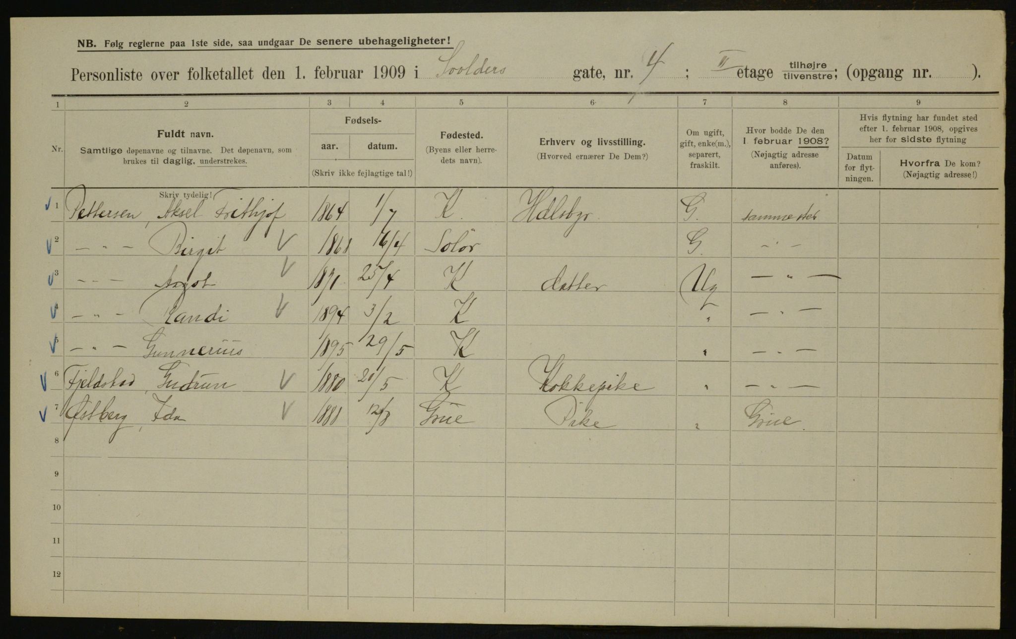 OBA, Municipal Census 1909 for Kristiania, 1909, p. 96078