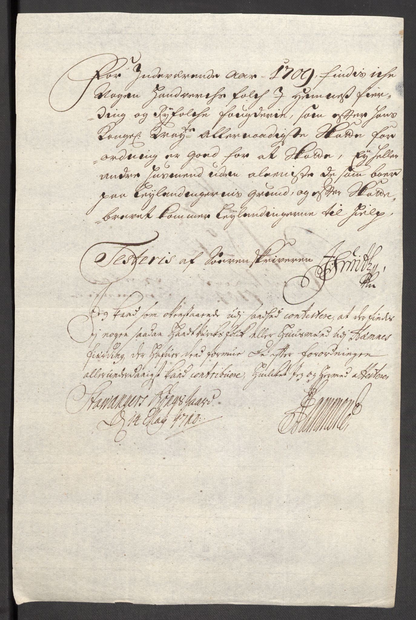 Rentekammeret inntil 1814, Reviderte regnskaper, Fogderegnskap, RA/EA-4092/R47/L2861: Fogderegnskap Ryfylke, 1706-1709, p. 415