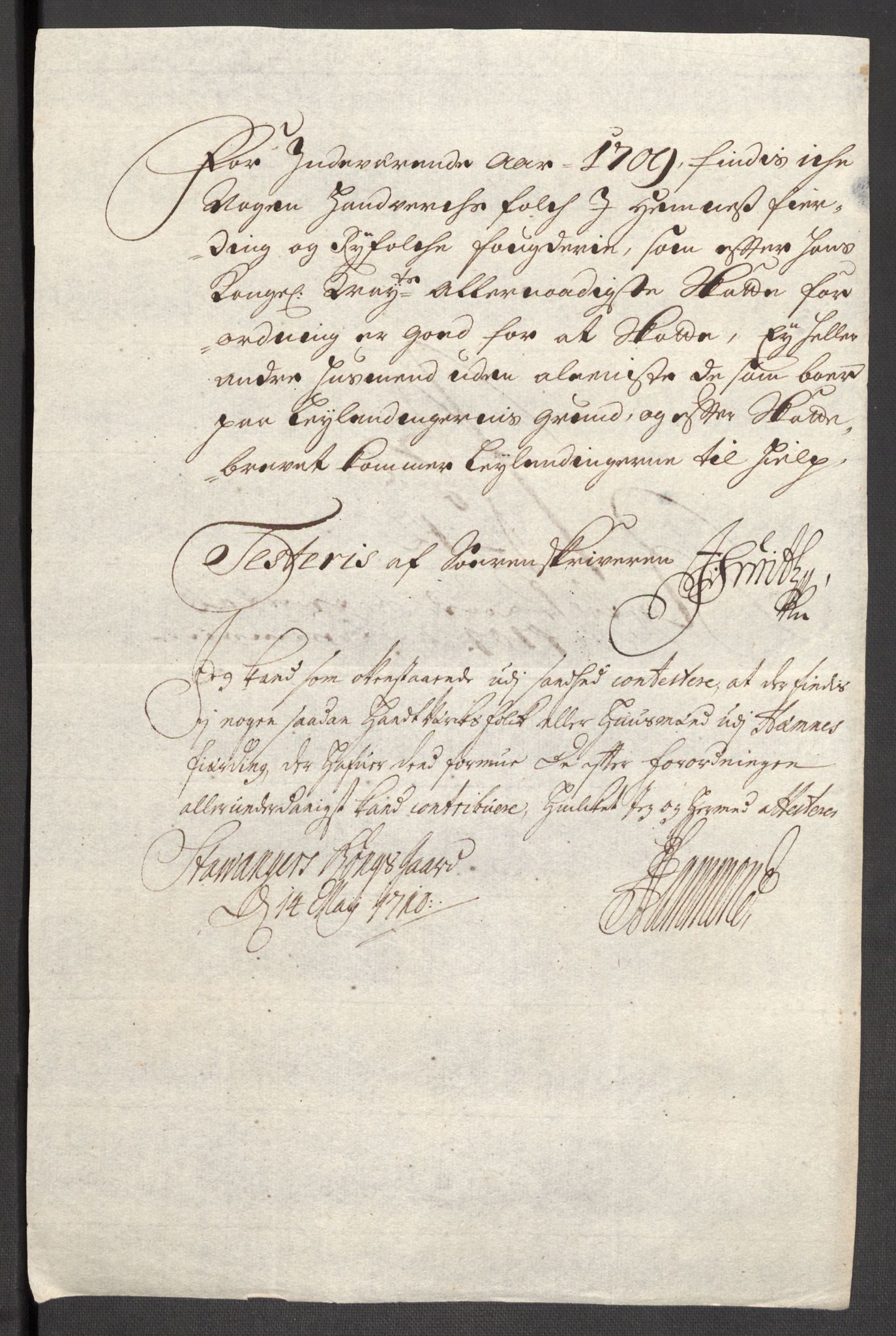 Rentekammeret inntil 1814, Reviderte regnskaper, Fogderegnskap, AV/RA-EA-4092/R47/L2861: Fogderegnskap Ryfylke, 1706-1709, p. 415