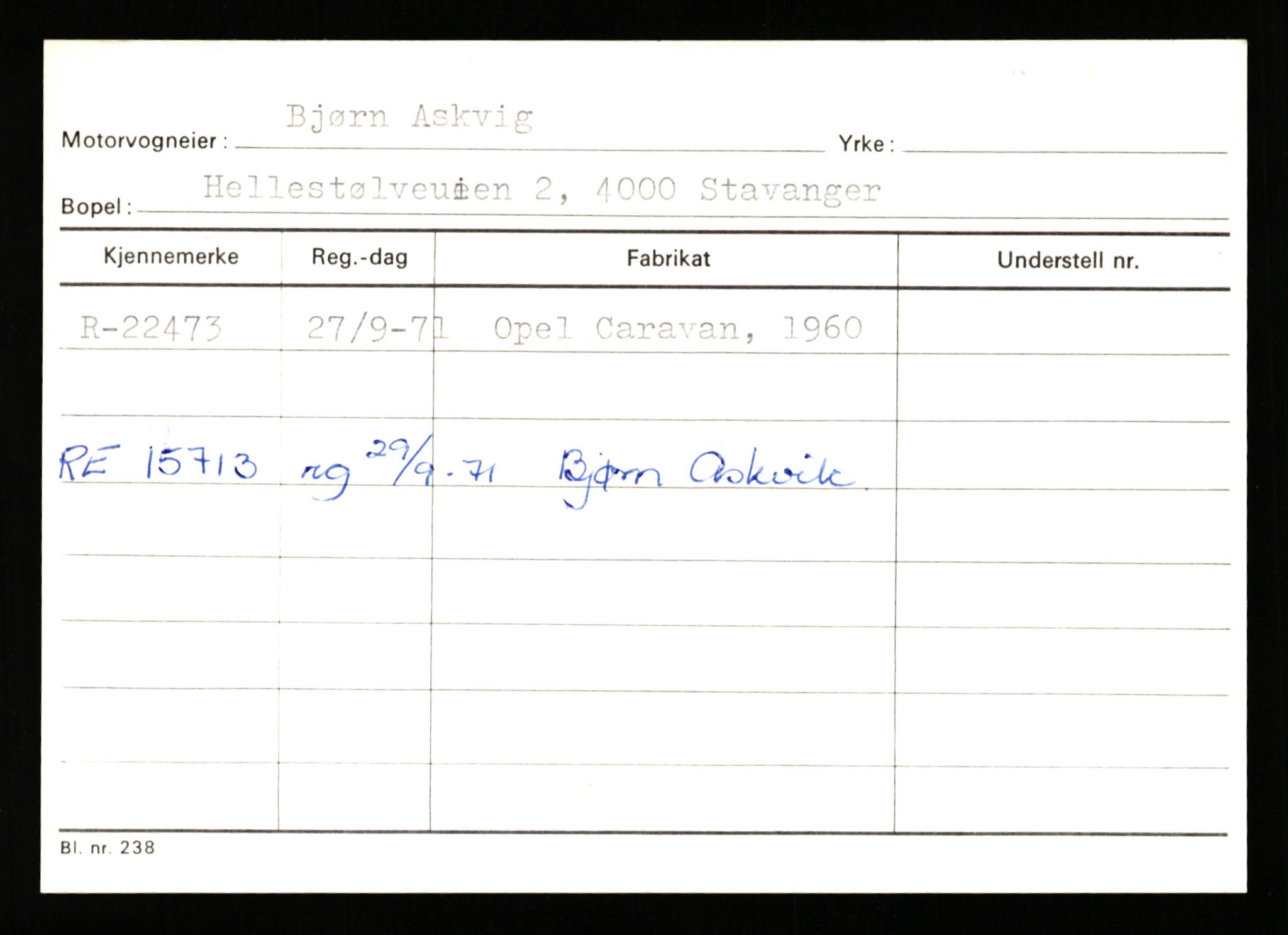 Stavanger trafikkstasjon, AV/SAST-A-101942/0/G/L0004: Registreringsnummer: 15497 - 22957, 1930-1971, p. 2999