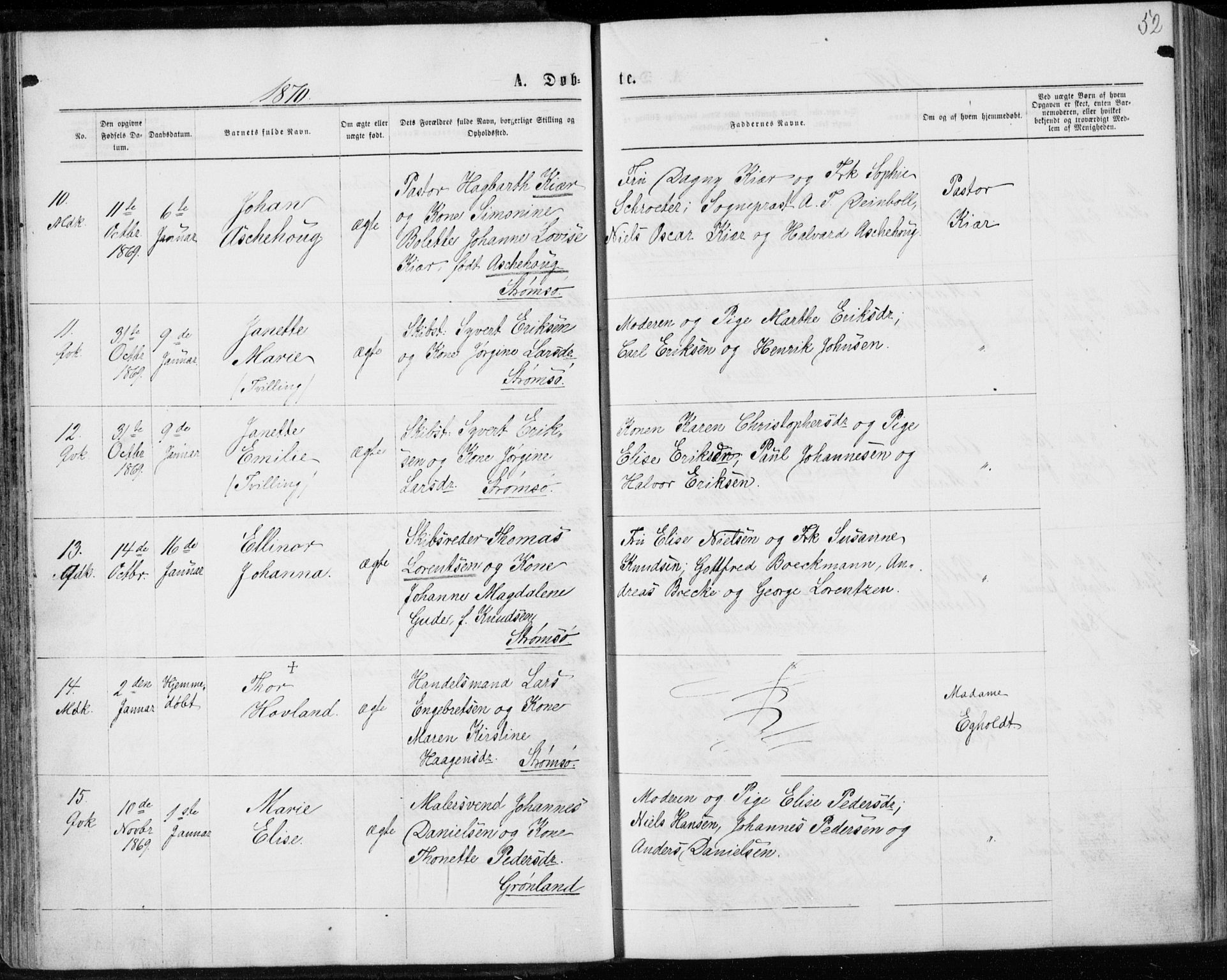 Strømsø kirkebøker, SAKO/A-246/F/Fa/L0016: Parish register (official) no. I 16, 1868-1873, p. 52