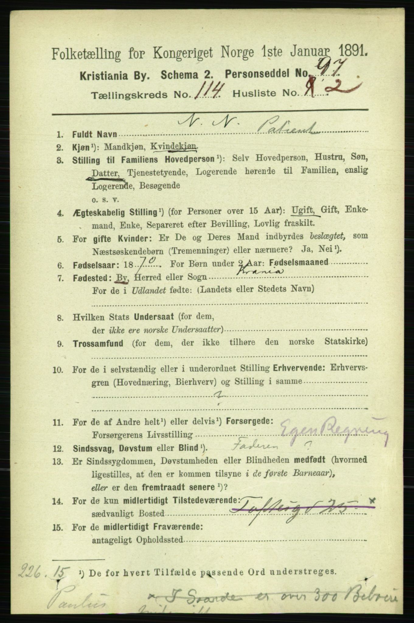 RA, 1891 census for 0301 Kristiania, 1891, p. 60868