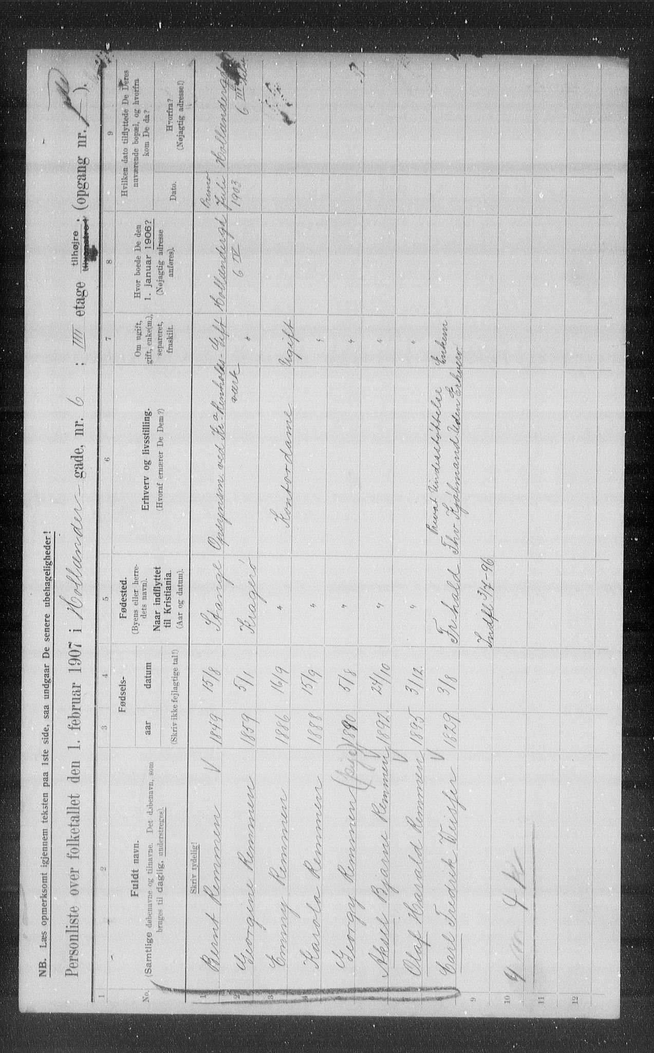 OBA, Municipal Census 1907 for Kristiania, 1907, p. 20935