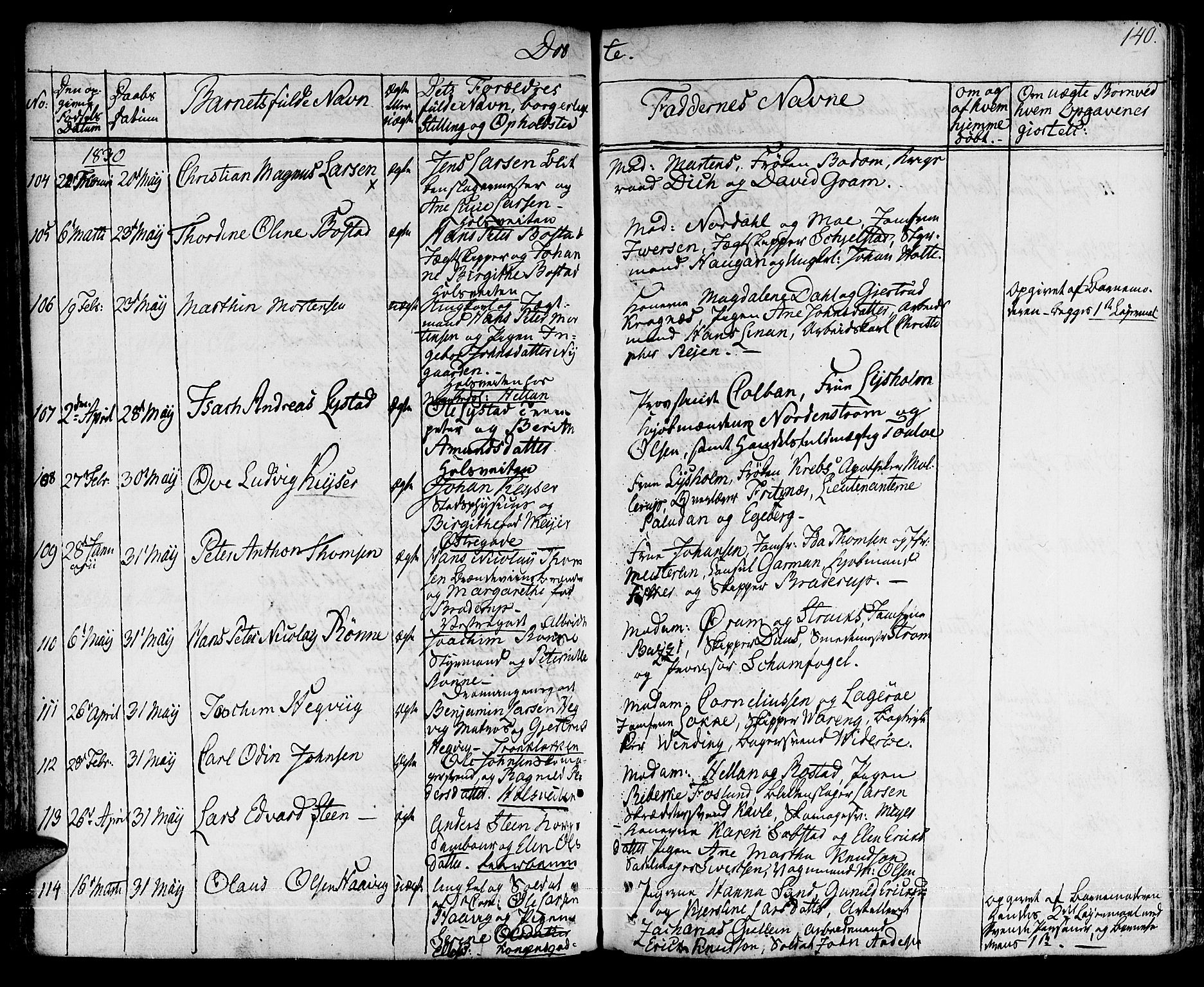 Ministerialprotokoller, klokkerbøker og fødselsregistre - Sør-Trøndelag, SAT/A-1456/601/L0045: Parish register (official) no. 601A13, 1821-1831, p. 140